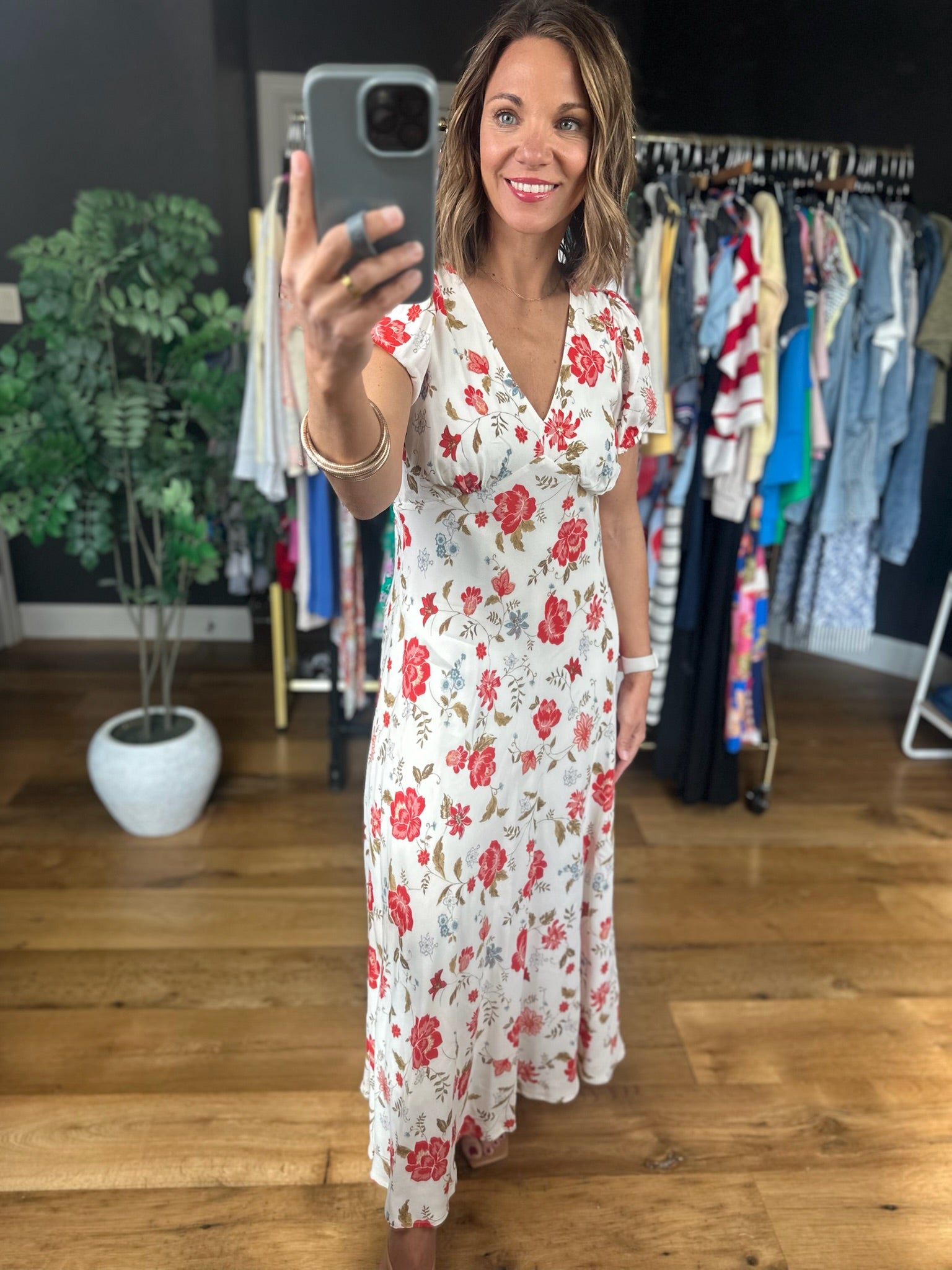Garden Soiree Floral Dress-Dresses-Blu Pepper-Anna Kaytes Boutique, Women's Fashion Boutique in Grinnell, Iowa