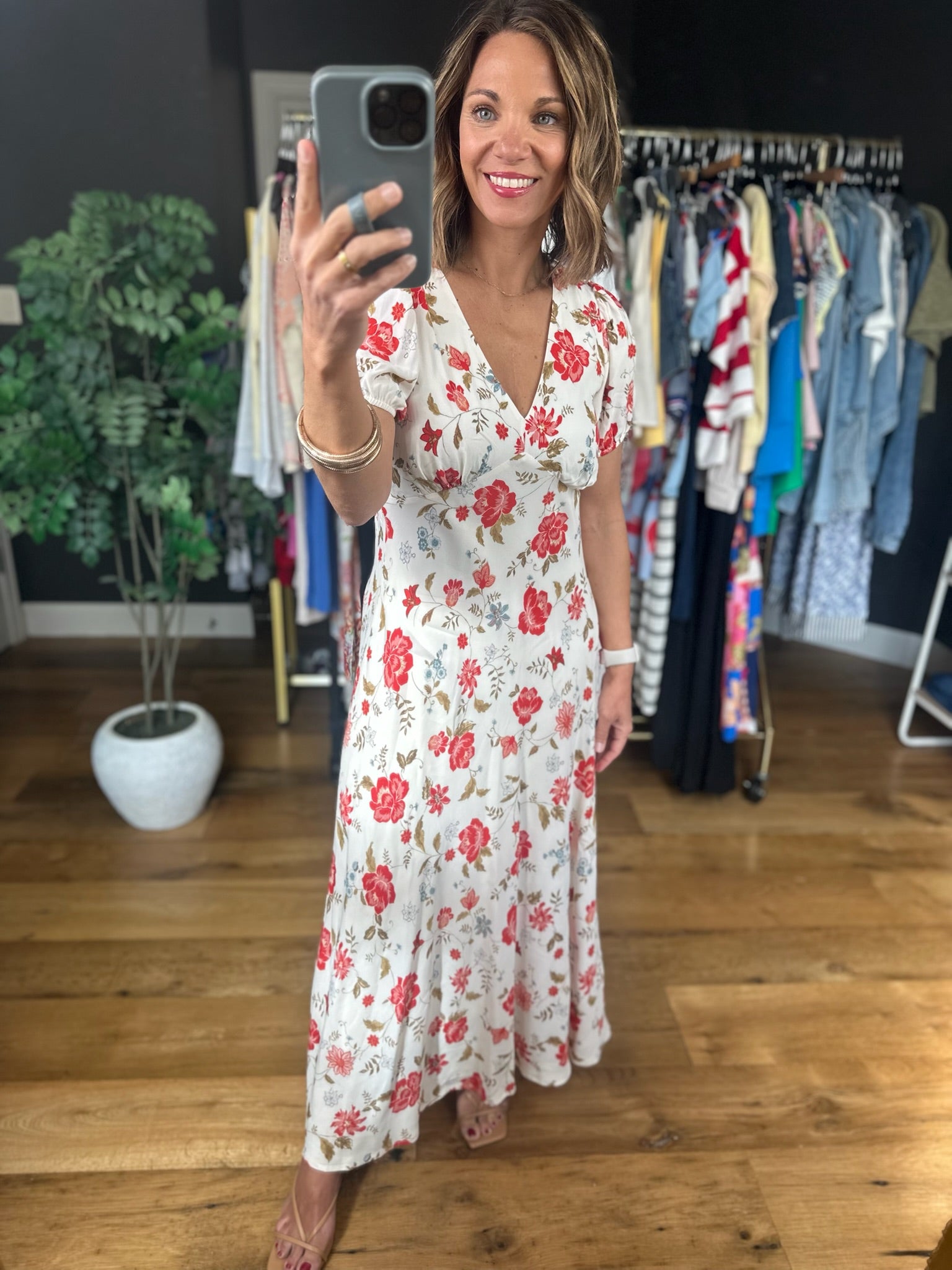 Garden Soiree Floral Dress-Dresses-Blu Pepper-Anna Kaytes Boutique, Women's Fashion Boutique in Grinnell, Iowa