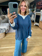 Carry It All Two-Toned Waffle Crew-Hem & Thread-Anna Kaytes Boutique, Women's Fashion Boutique in Grinnell, Iowa