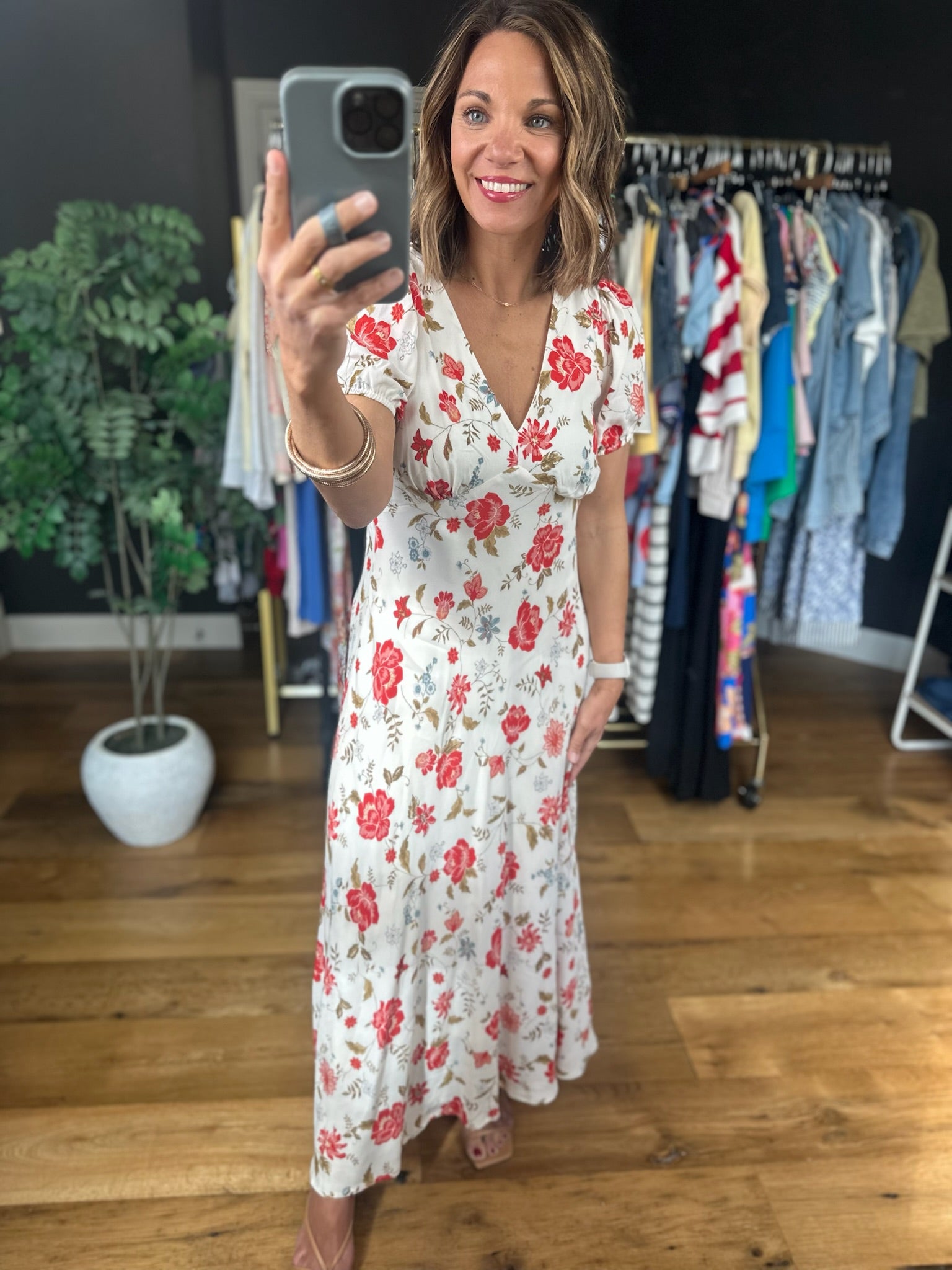 Garden Soiree Floral Dress-Dresses-Blu Pepper-Anna Kaytes Boutique, Women's Fashion Boutique in Grinnell, Iowa