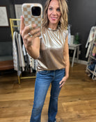 Too Perfect Metallic Muscle Tee - Taupe-Glam-Anna Kaytes Boutique, Women's Fashion Boutique in Grinnell, Iowa