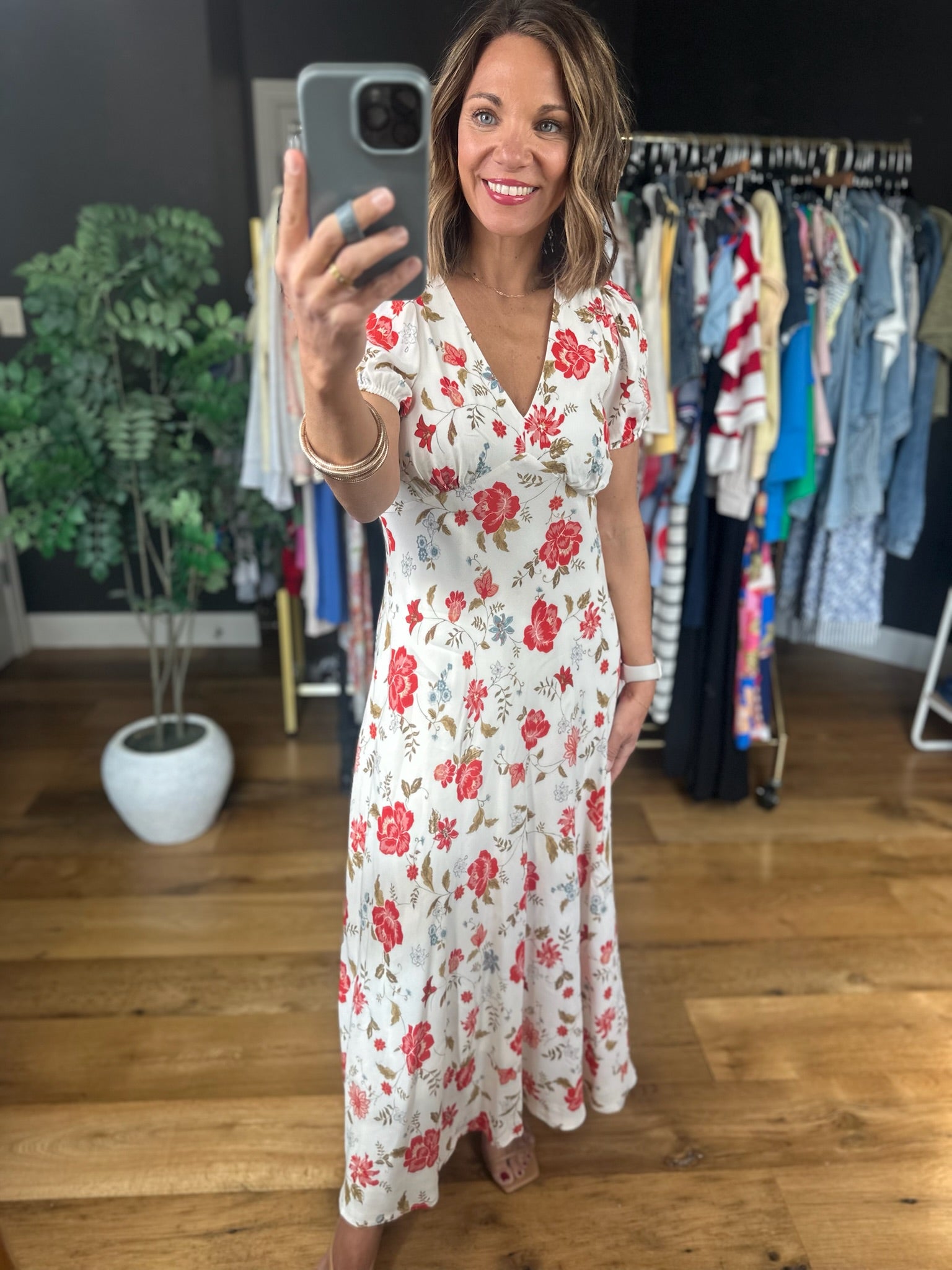 Garden Soiree Floral Dress-Dresses-Blu Pepper-Anna Kaytes Boutique, Women's Fashion Boutique in Grinnell, Iowa