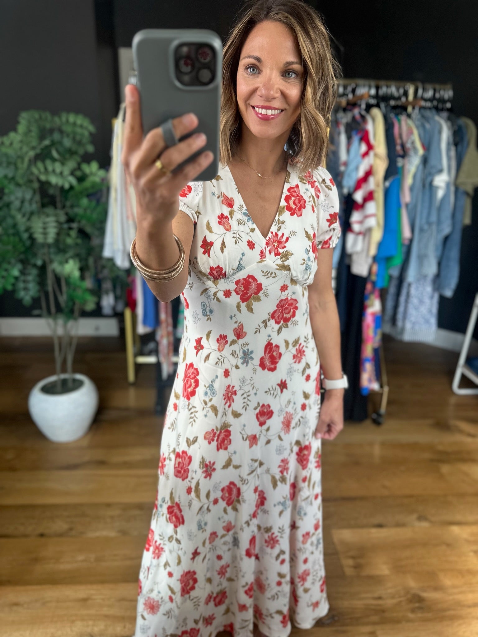 Garden Soiree Floral Dress-Dresses-Blu Pepper-Anna Kaytes Boutique, Women's Fashion Boutique in Grinnell, Iowa