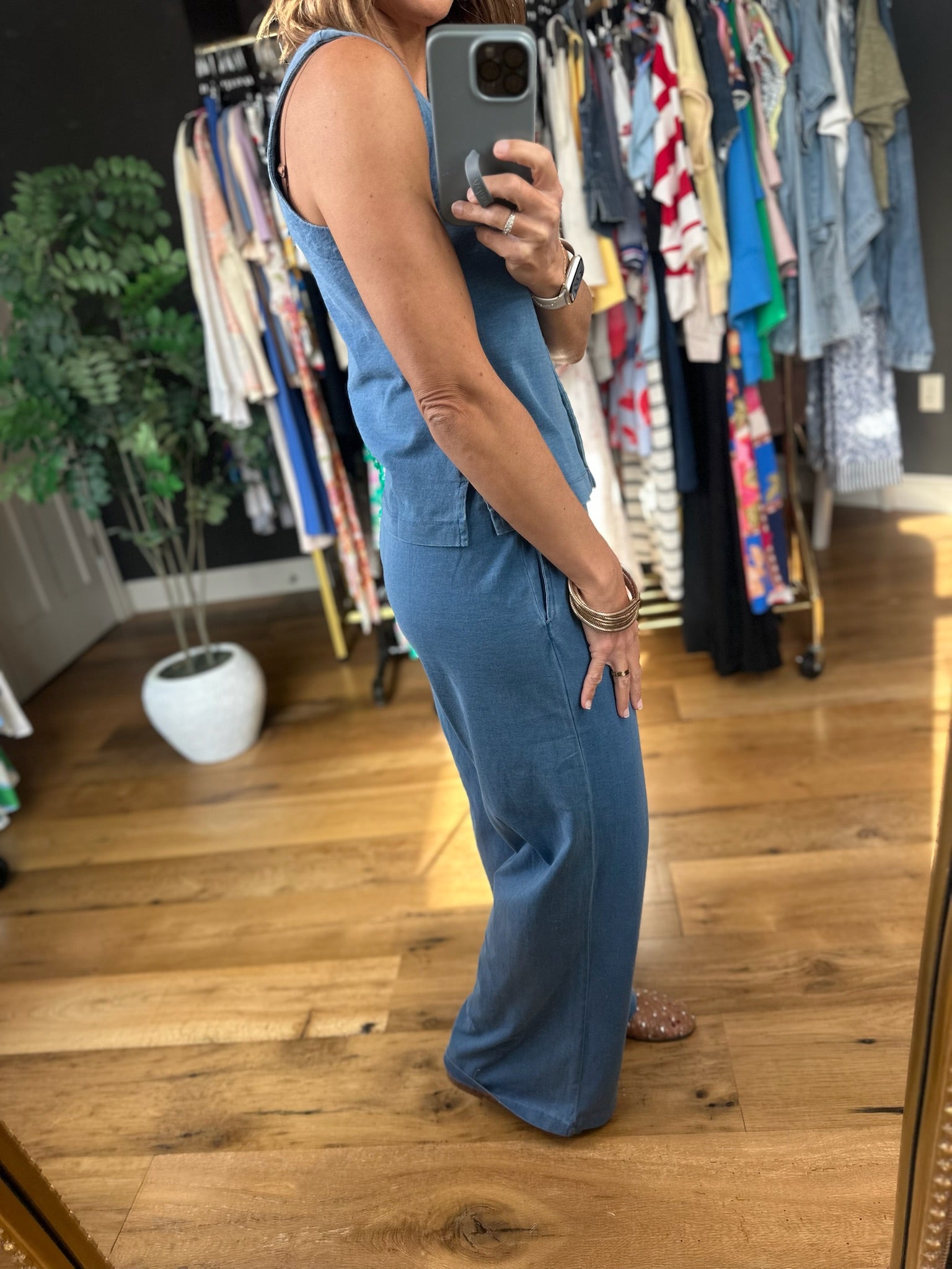 The Selena Button-Down Top + Pant Set-Sleeveless-Blu Pepper-Anna Kaytes Boutique, Women's Fashion Boutique in Grinnell, Iowa