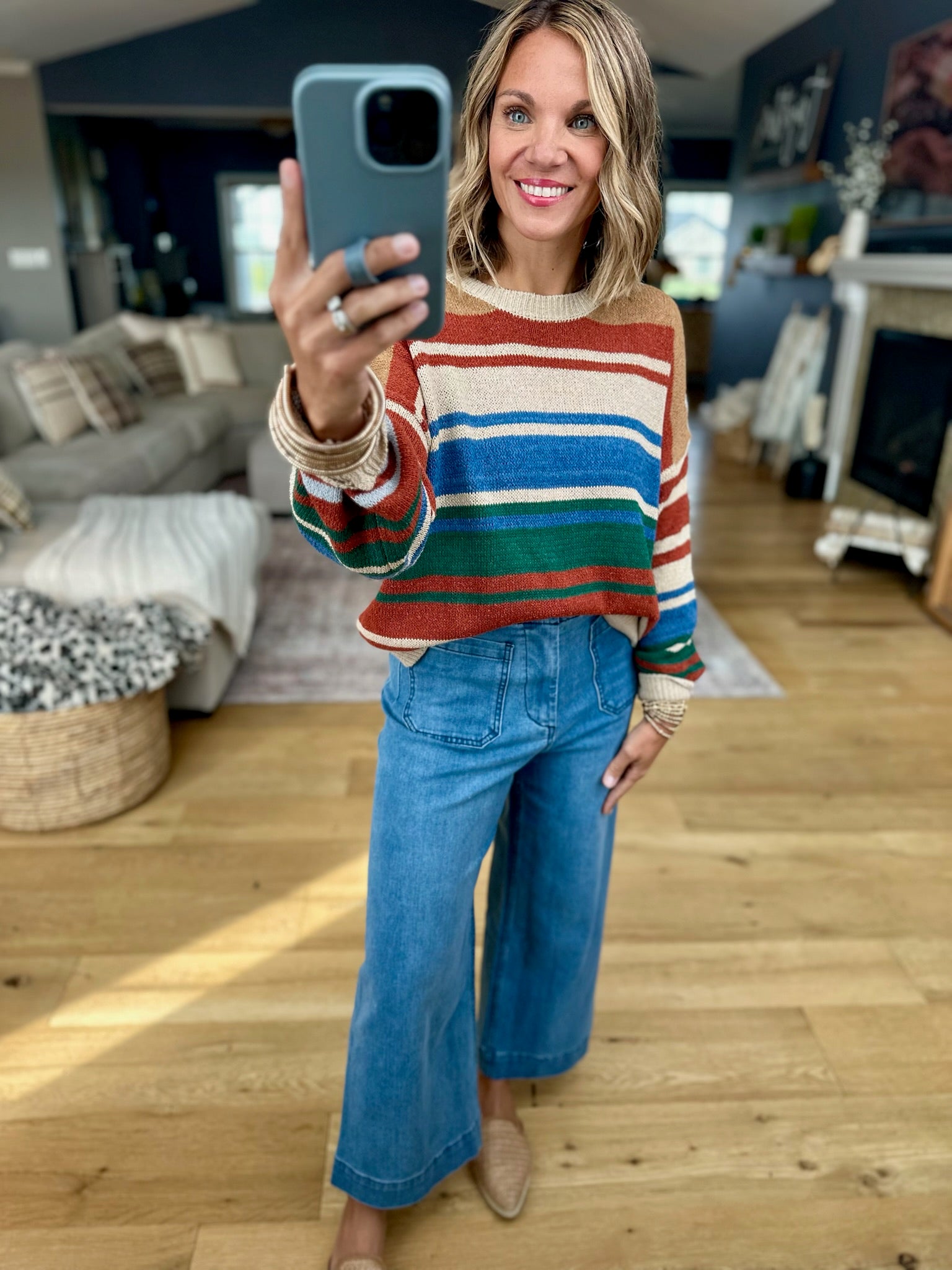 Colder Weather Striped Knit Top-Wishlist-Anna Kaytes Boutique, Women's Fashion Boutique in Grinnell, Iowa