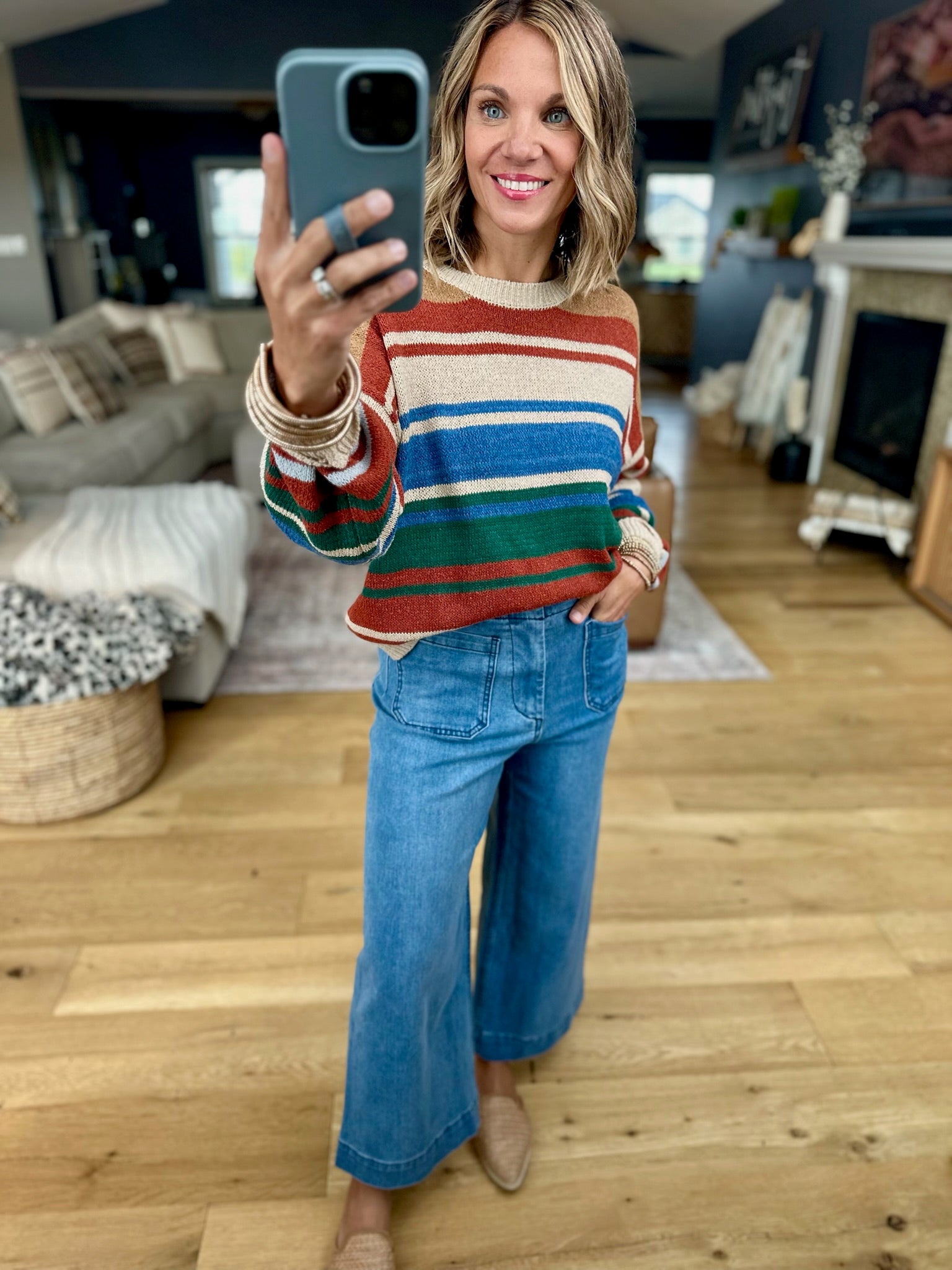Colder Weather Striped Knit Top-Wishlist-Anna Kaytes Boutique, Women's Fashion Boutique in Grinnell, Iowa