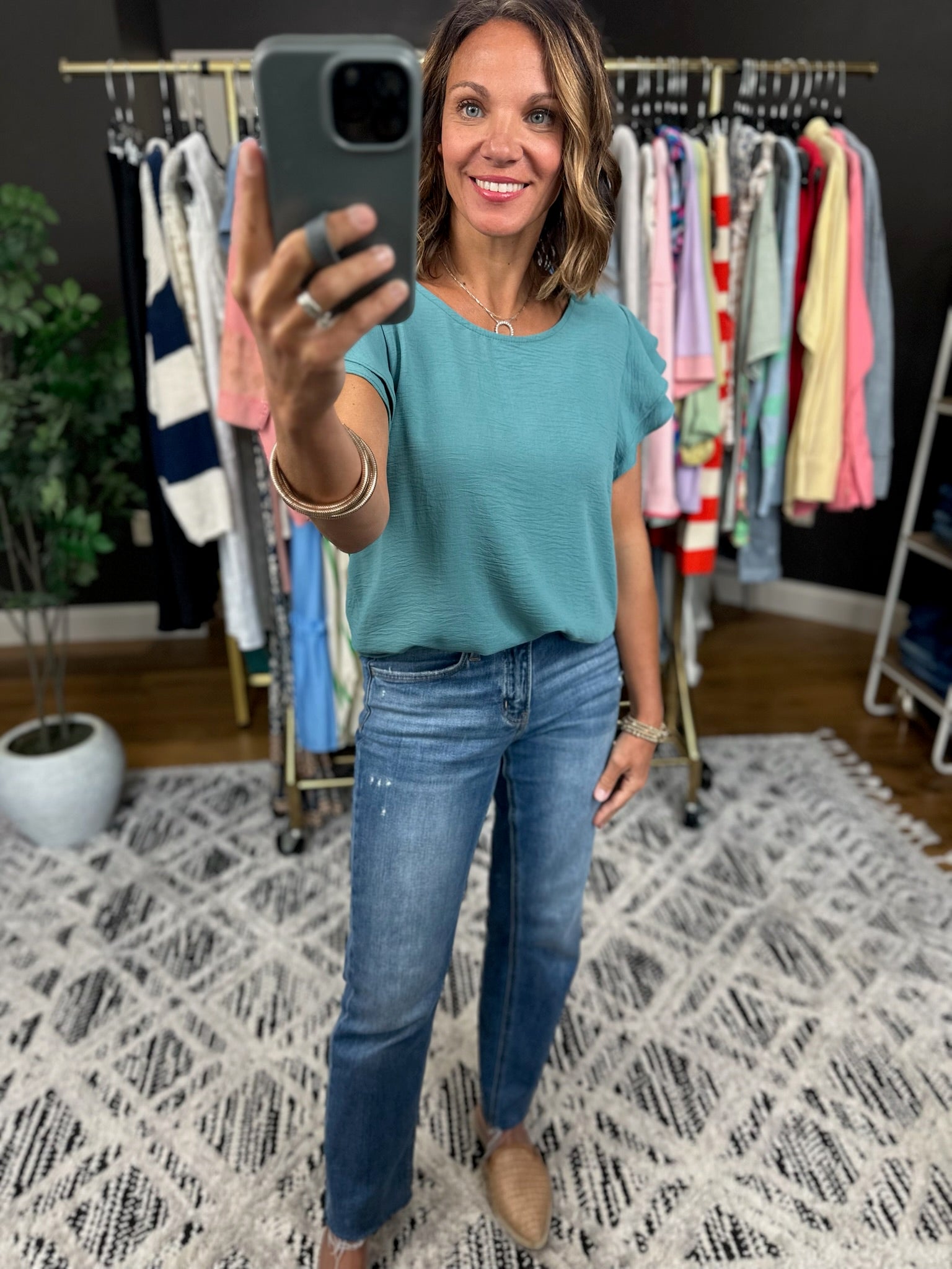 Halfway There Flutter Sleeve Top-Short Sleeves-Les Amis-Anna Kaytes Boutique, Women's Fashion Boutique in Grinnell, Iowa