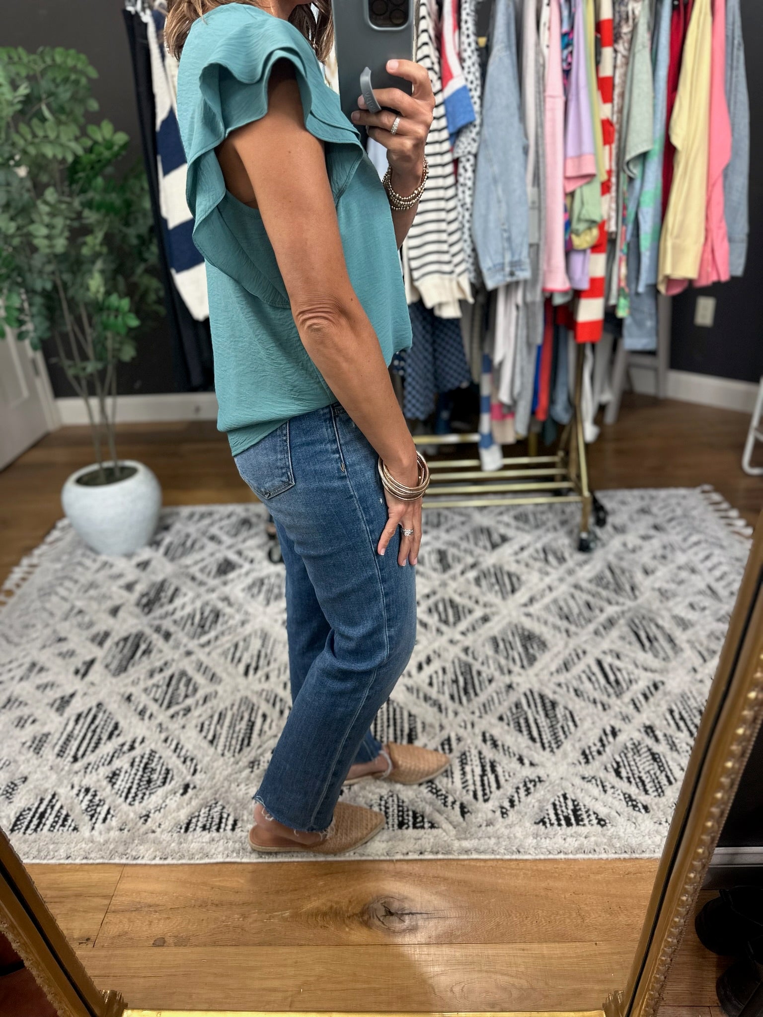 Halfway There Flutter Sleeve Top-Short Sleeves-Les Amis-Anna Kaytes Boutique, Women's Fashion Boutique in Grinnell, Iowa