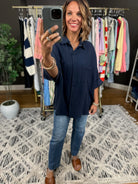 Never Worried Cotton Gauze Button-Down Top-Short Sleeves-ee:some-Anna Kaytes Boutique, Women's Fashion Boutique in Grinnell, Iowa