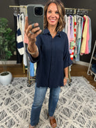 Never Worried Cotton Gauze Button-Down Top-Short Sleeves-ee:some-Anna Kaytes Boutique, Women's Fashion Boutique in Grinnell, Iowa