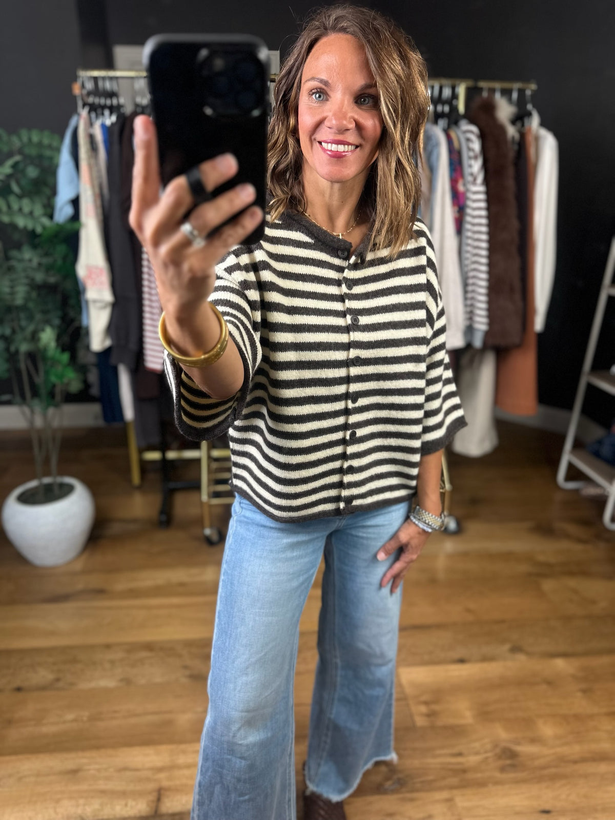 Sit With Me Striped Cardigan-Sweaters-By Together-Anna Kaytes Boutique, Women's Fashion Boutique in Grinnell, Iowa