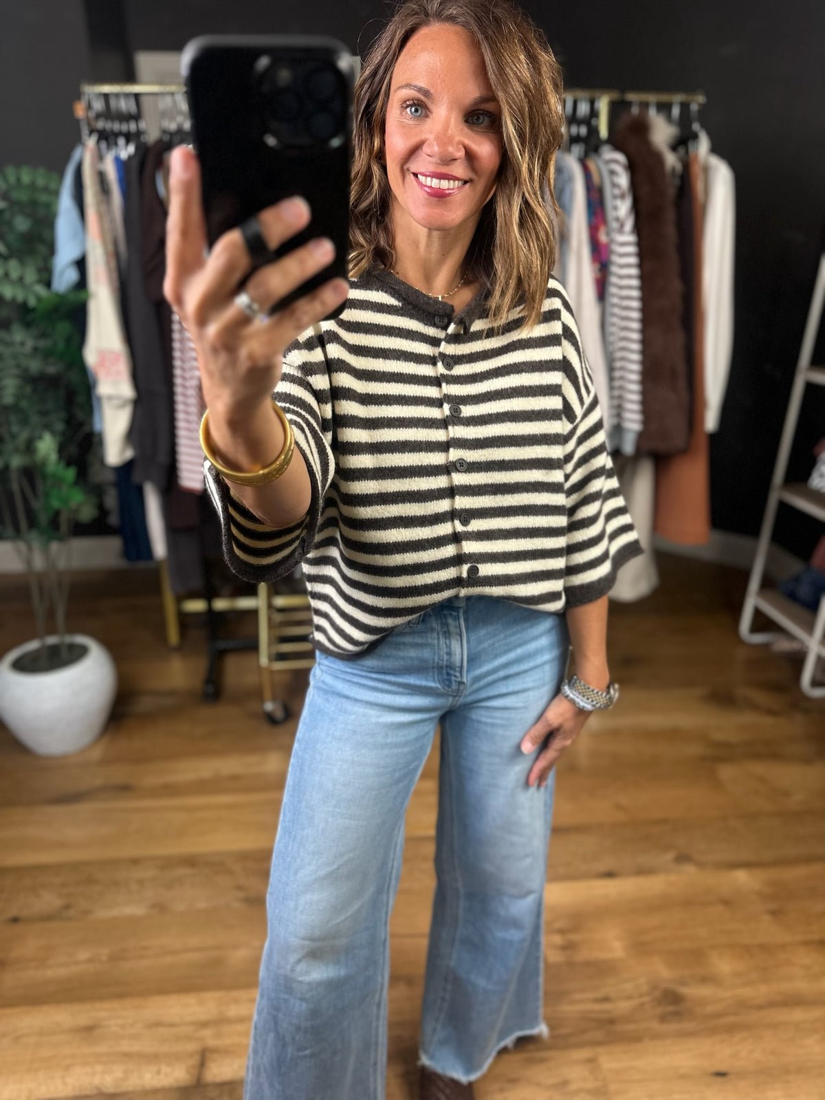 Sit With Me Striped Cardigan-Sweaters-By Together-Anna Kaytes Boutique, Women's Fashion Boutique in Grinnell, Iowa