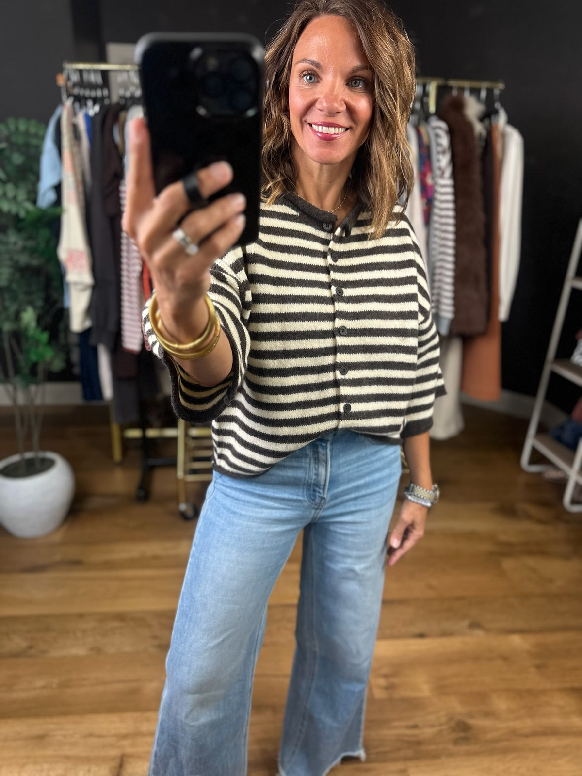 Sit With Me Striped Cardigan-Sweaters-By Together-Anna Kaytes Boutique, Women's Fashion Boutique in Grinnell, Iowa