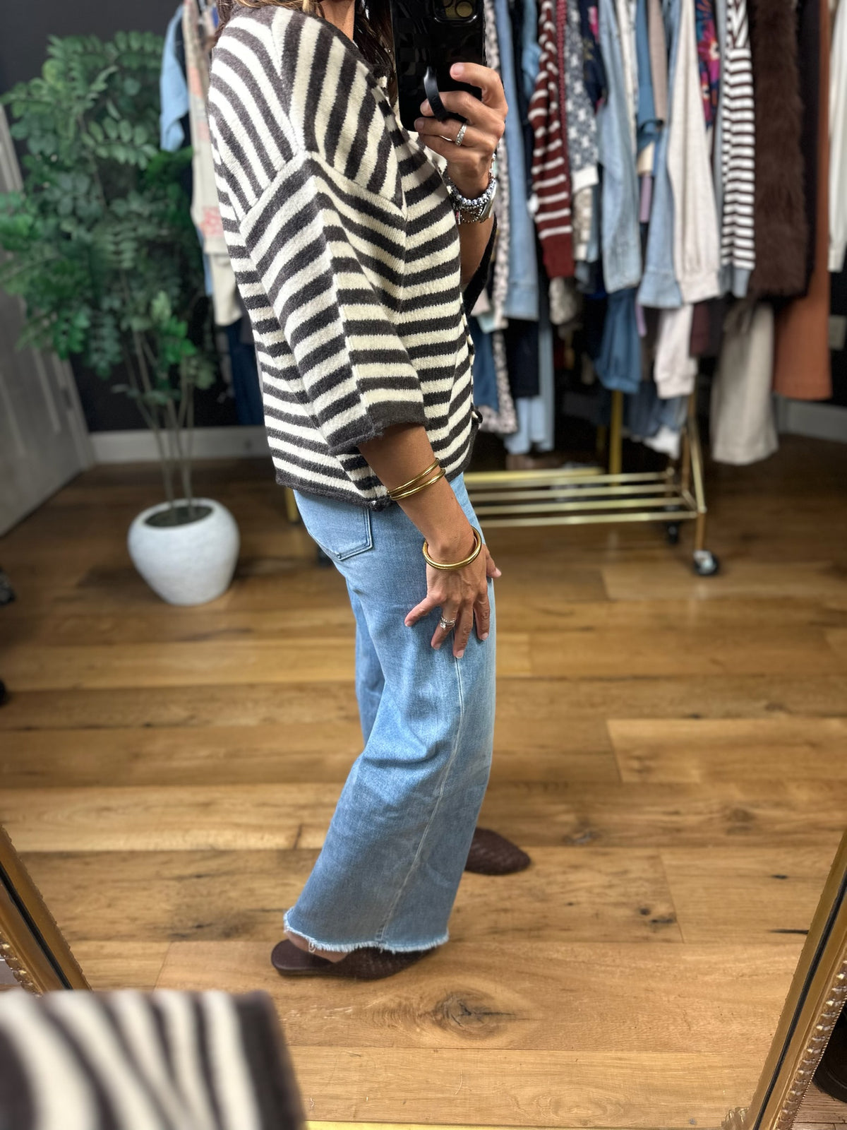 Sit With Me Striped Cardigan-Sweaters-By Together-Anna Kaytes Boutique, Women's Fashion Boutique in Grinnell, Iowa