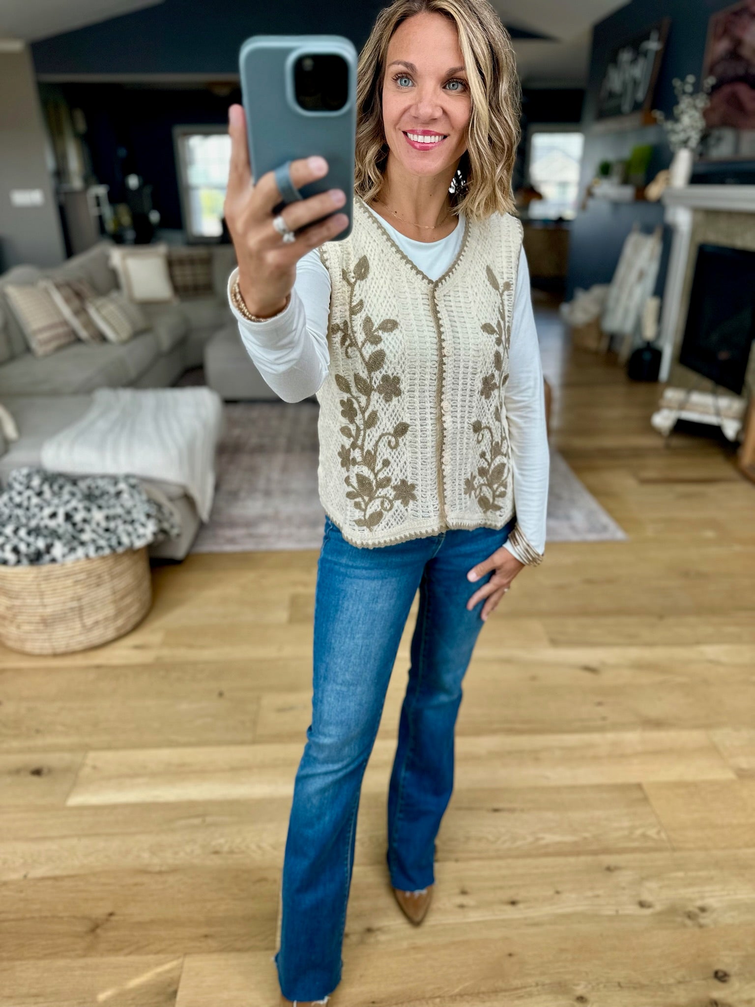 **Hearth Glow Crochet Knit Vest-Anniewear-Anna Kaytes Boutique, Women's Fashion Boutique in Grinnell, Iowa