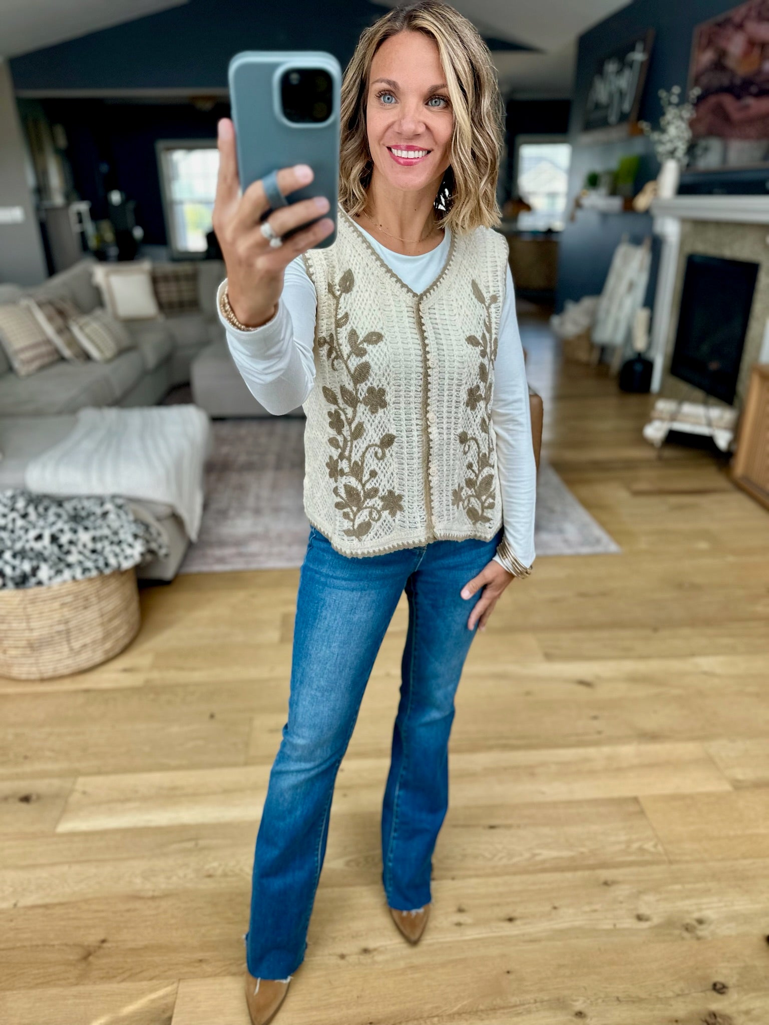 Hearth Glow Crochet Knit Vest-Anniewear-Anna Kaytes Boutique, Women's Fashion Boutique in Grinnell, Iowa