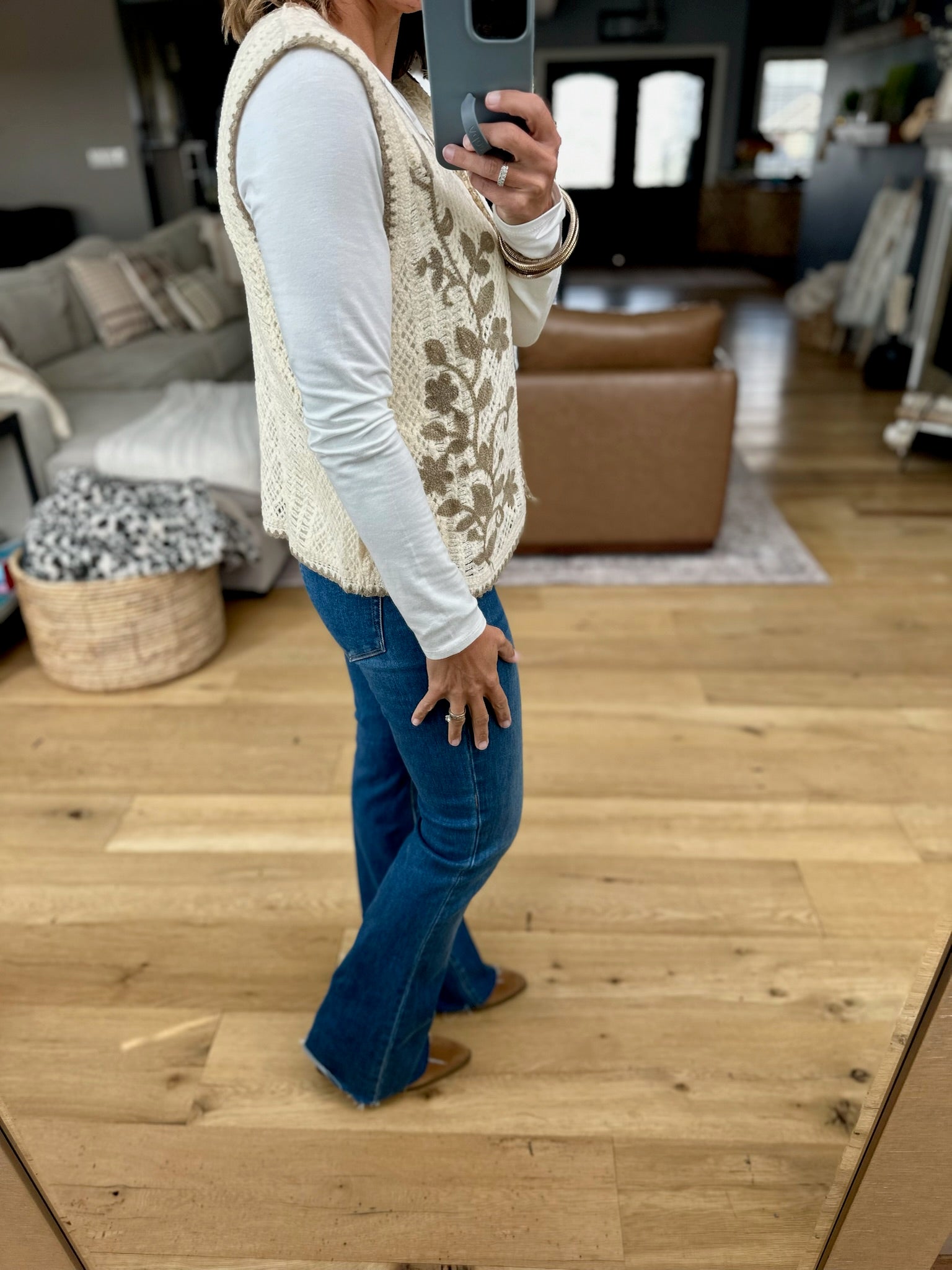 Hearth Glow Crochet Knit Vest-Anniewear-Anna Kaytes Boutique, Women's Fashion Boutique in Grinnell, Iowa