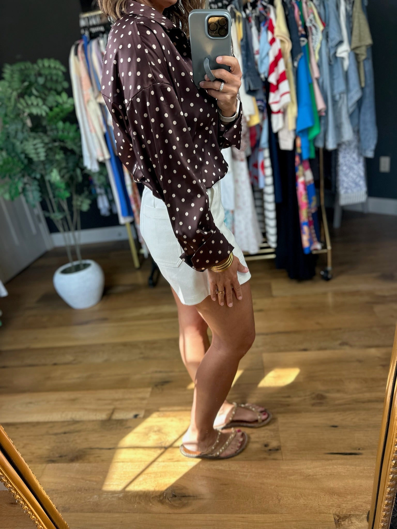 Served Its Purpose Polka-Dot Button-Down Top-Long Sleeves-Vine & Love-Anna Kaytes Boutique, Women's Fashion Boutique in Grinnell, Iowa