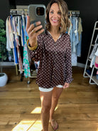 Served Its Purpose Polka-Dot Button-Down Top-Long Sleeves-Vine & Love-Anna Kaytes Boutique, Women's Fashion Boutique in Grinnell, Iowa