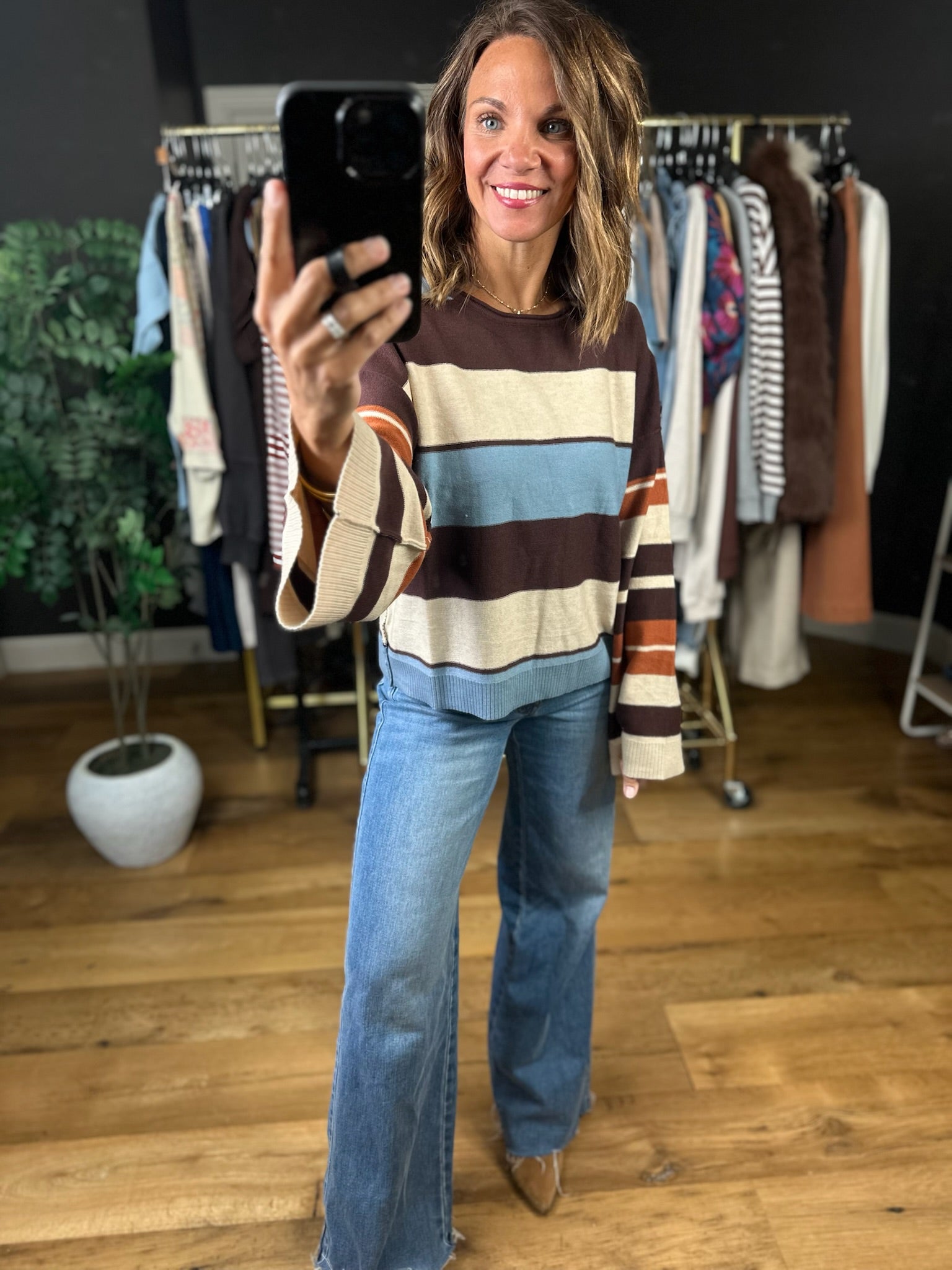 Same Roots Striped Lightweight Knit-Sweaters-Very J-Anna Kaytes Boutique, Women's Fashion Boutique in Grinnell, Iowa
