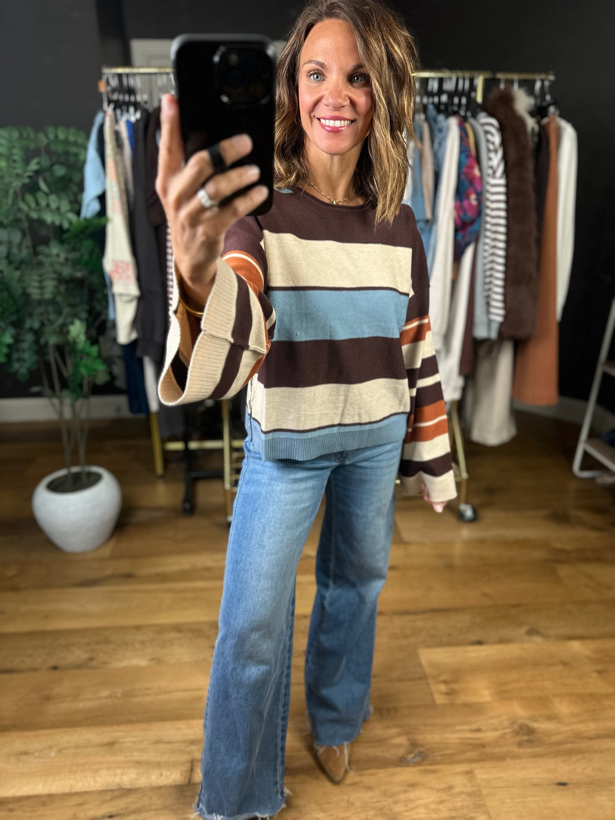 Same Roots Striped Lightweight Knit-Sweaters-Very J-Anna Kaytes Boutique, Women's Fashion Boutique in Grinnell, Iowa