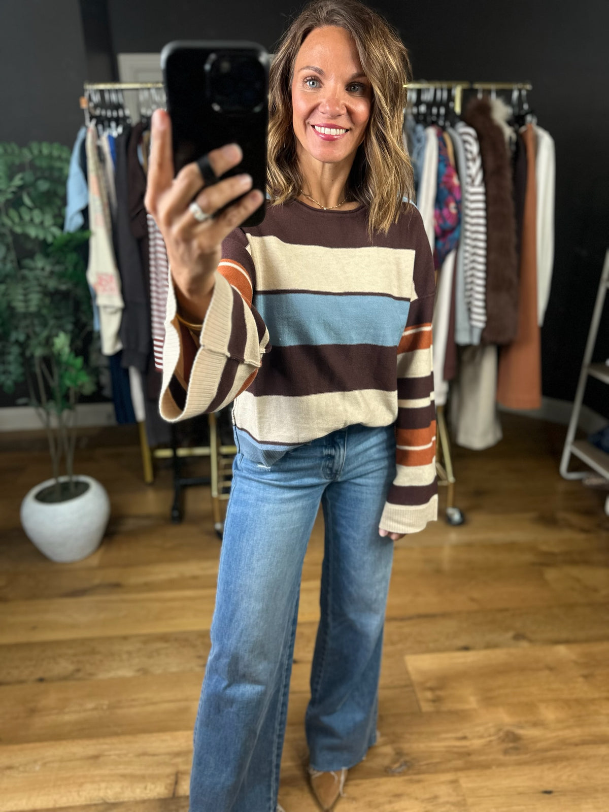 Same Roots Striped Lightweight Knit-Sweaters-Very J-Anna Kaytes Boutique, Women's Fashion Boutique in Grinnell, Iowa