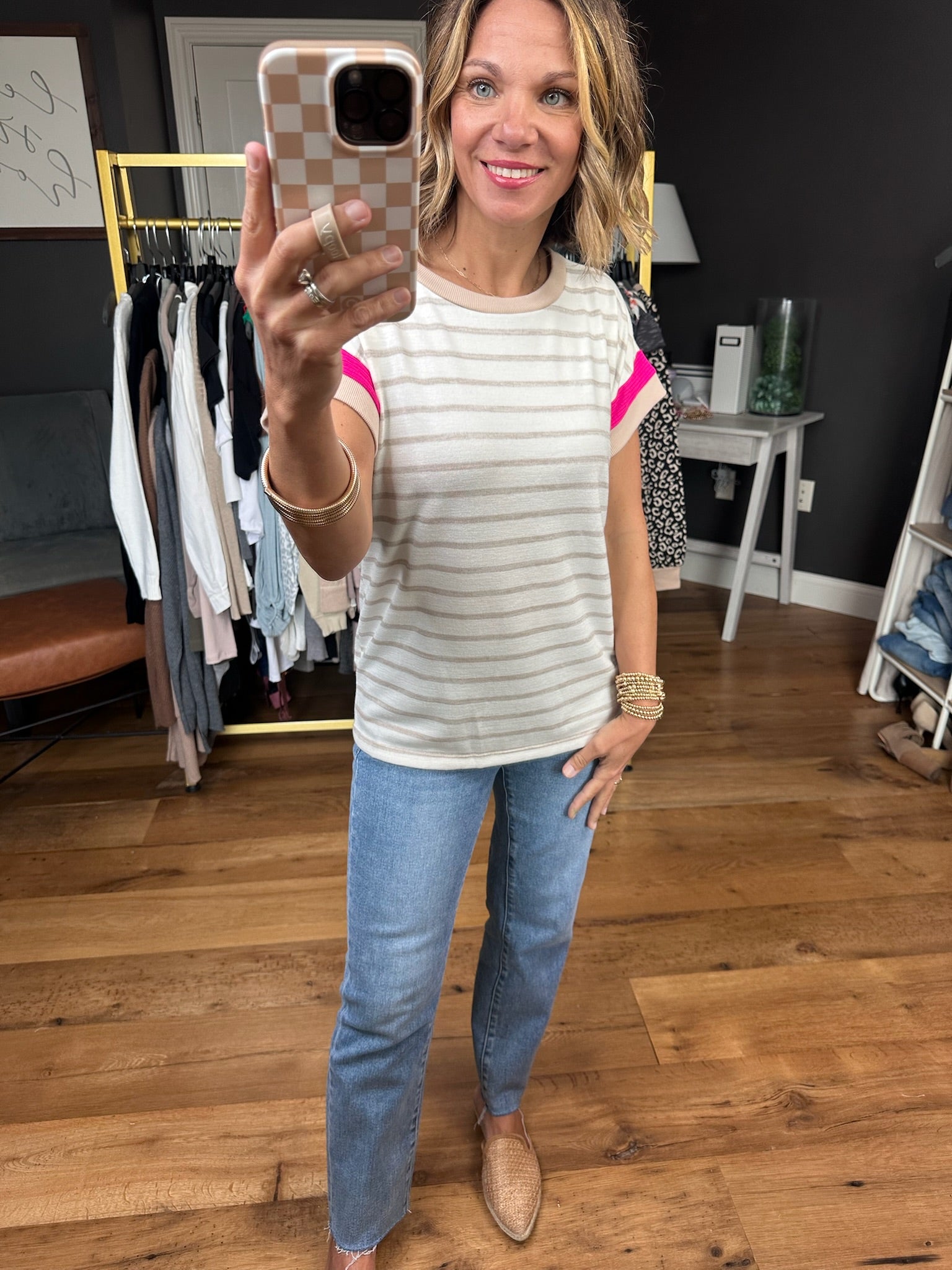 Finally Falling Striped Top - Ivory/Taupe-Staccato-Anna Kaytes Boutique, Women's Fashion Boutique in Grinnell, Iowa
