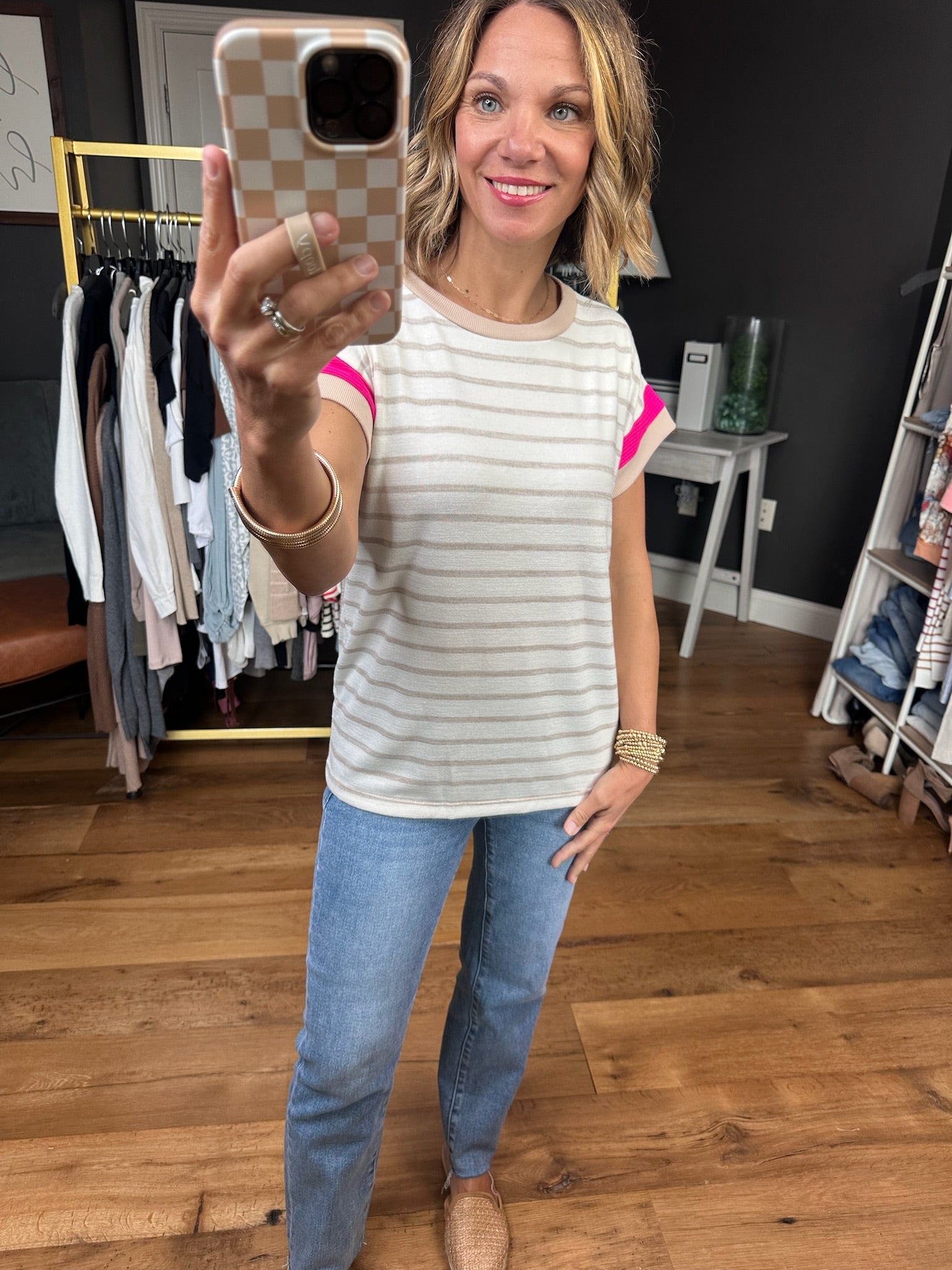 Finally Falling Striped Top - Ivory/Taupe-Staccato-Anna Kaytes Boutique, Women's Fashion Boutique in Grinnell, Iowa