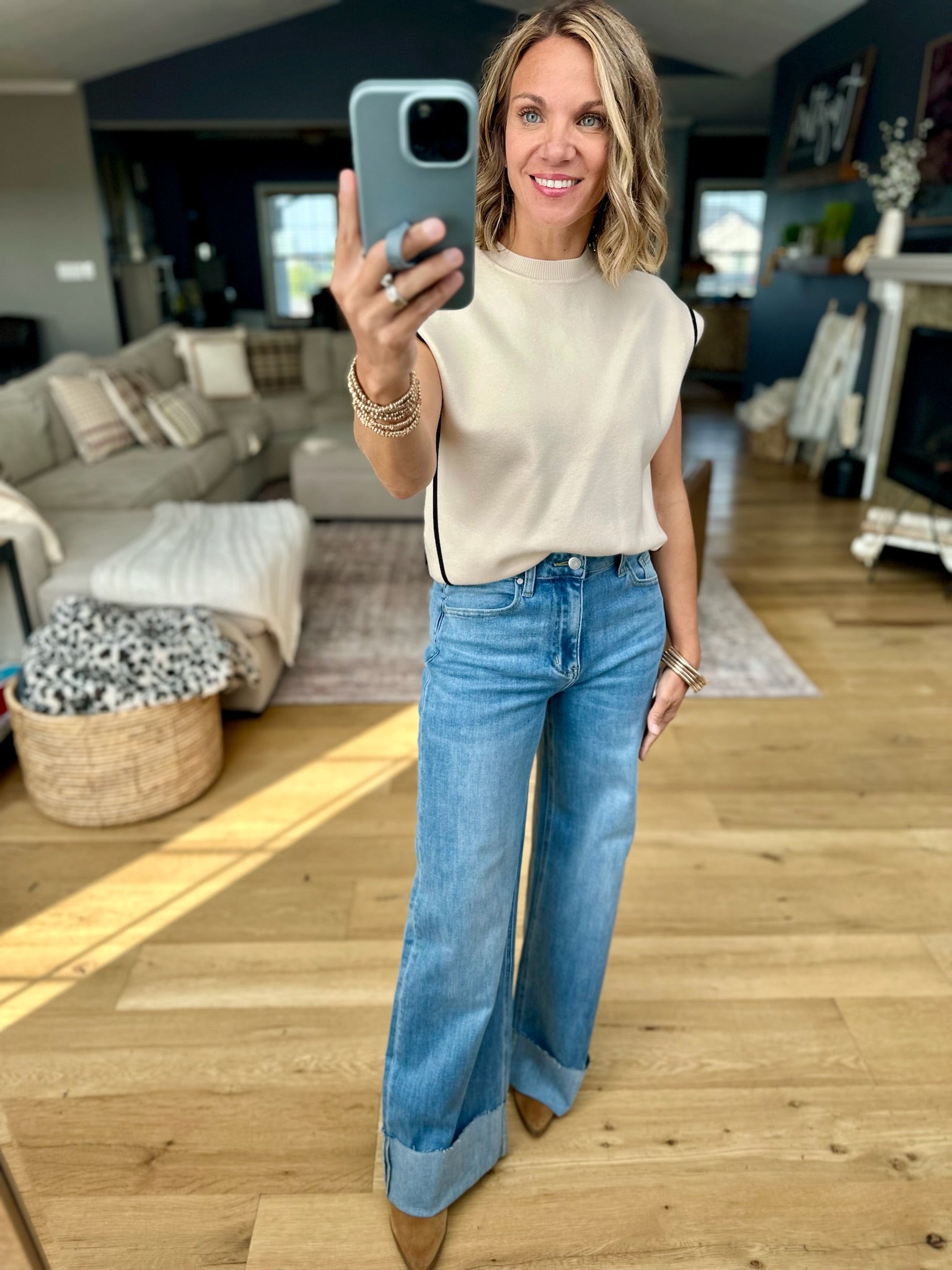 The Jenna High-Rise Straight Cuff Denim-Anniewear-Anna Kaytes Boutique, Women's Fashion Boutique in Grinnell, Iowa