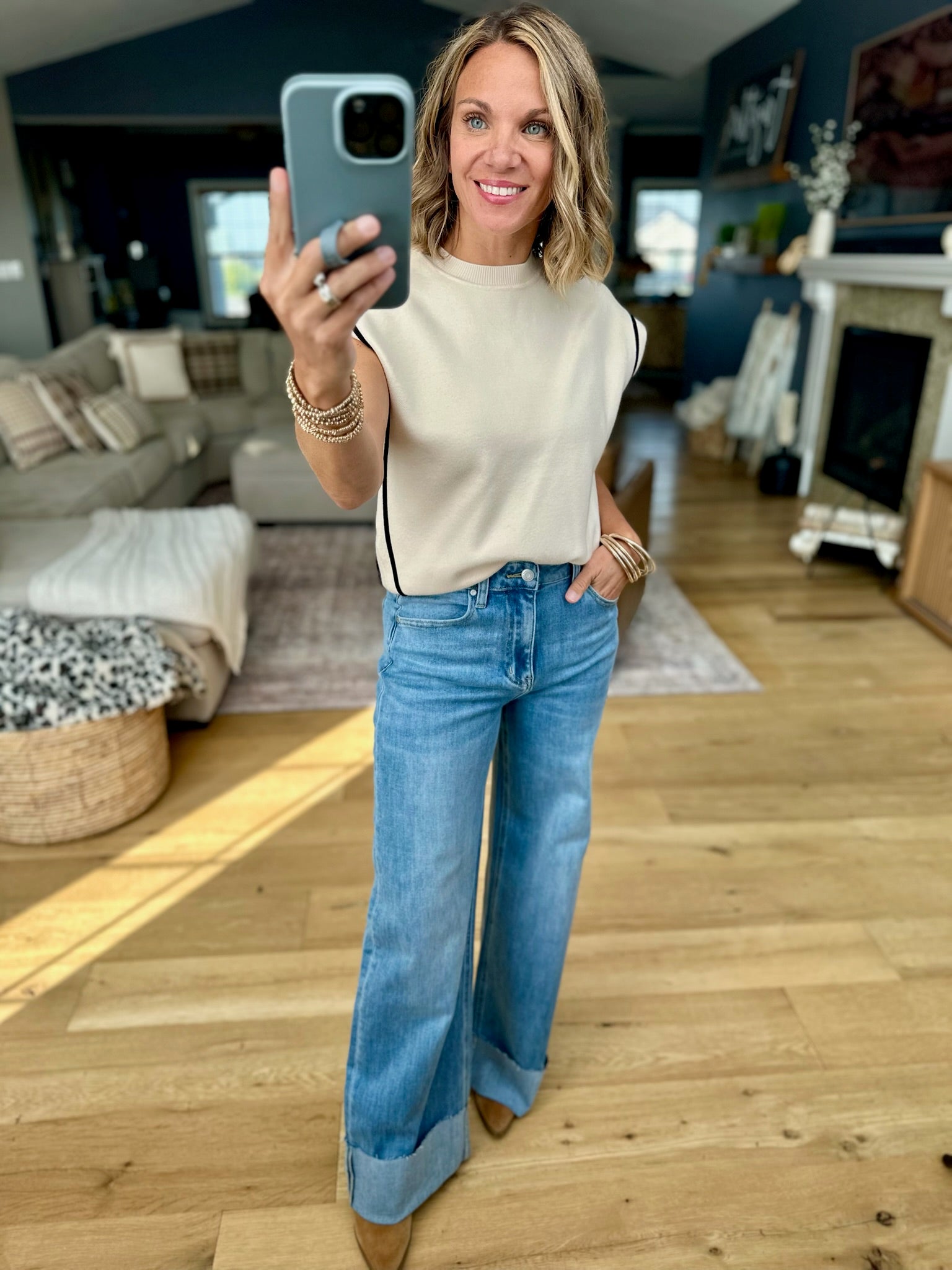 The Jenna High-Rise Straight Cuff Denim-Anniewear-Anna Kaytes Boutique, Women's Fashion Boutique in Grinnell, Iowa