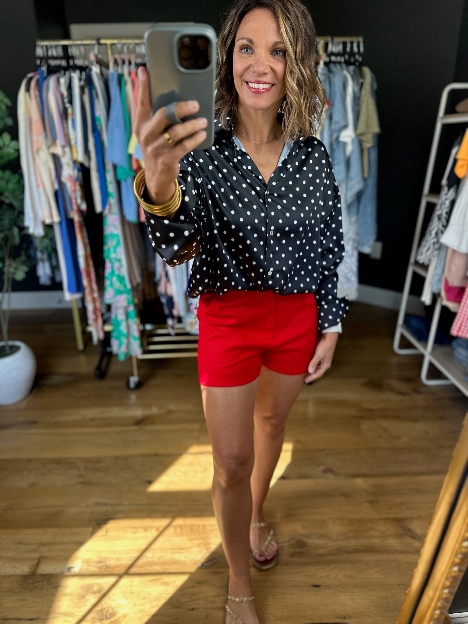 Served Its Purpose Polka-Dot Button-Down Top-Long Sleeves-Vine & Love-Anna Kaytes Boutique, Women's Fashion Boutique in Grinnell, Iowa