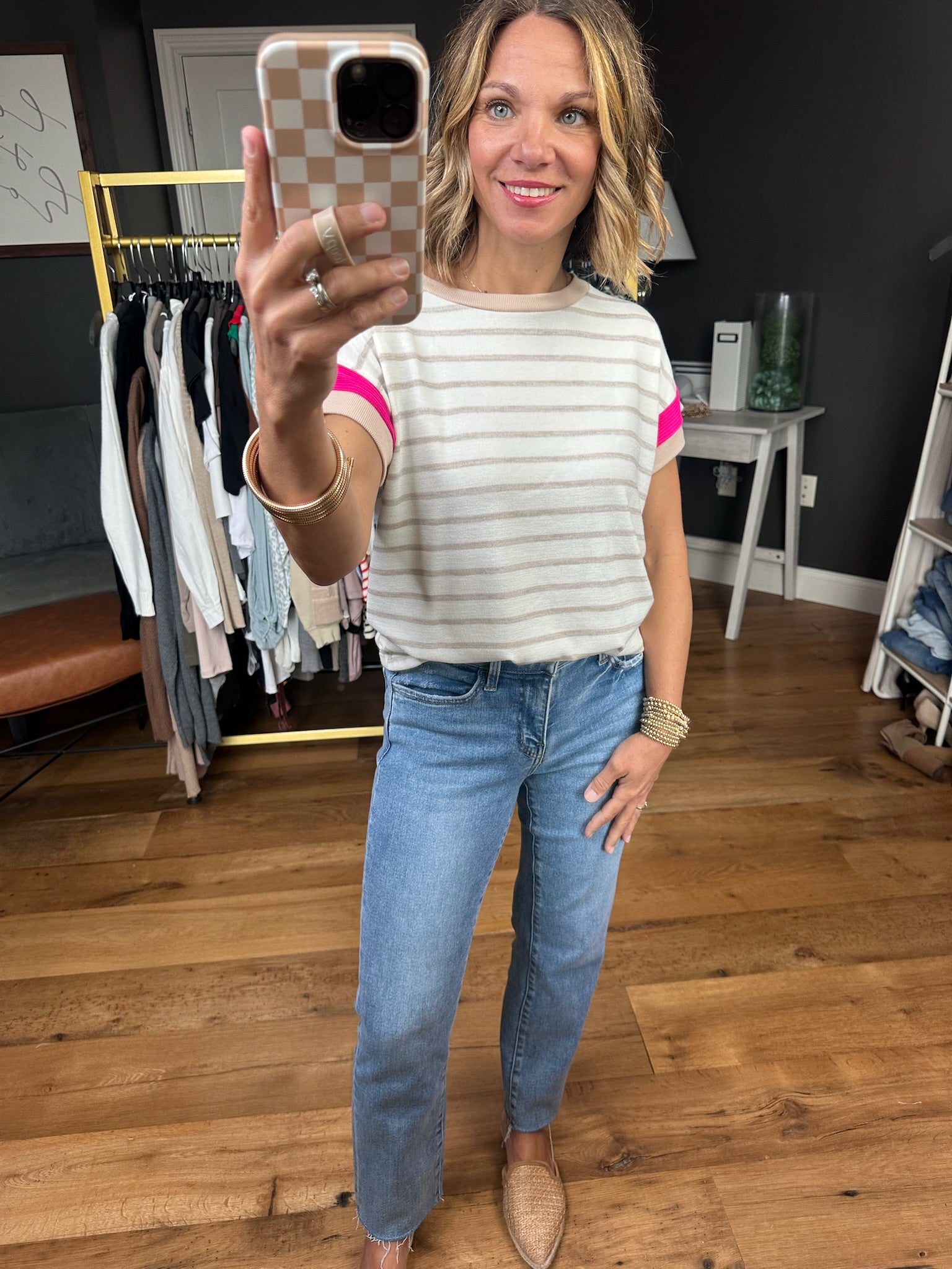 Finally Falling Striped Top - Ivory/Taupe-Staccato-Anna Kaytes Boutique, Women's Fashion Boutique in Grinnell, Iowa
