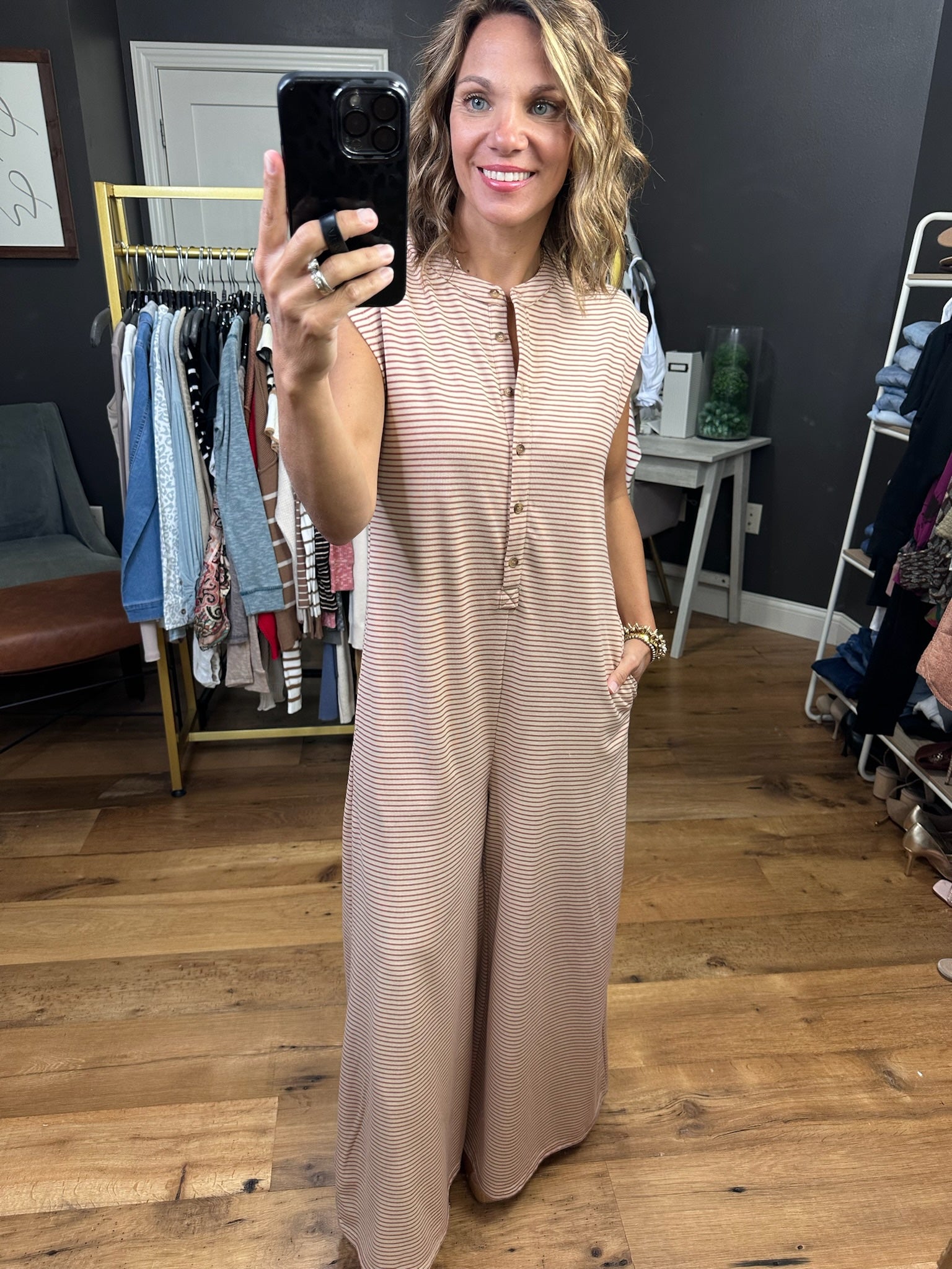 Your Story Wide-Leg Striped Jumpsuit - Multiple Options-Entro-Anna Kaytes Boutique, Women's Fashion Boutique in Grinnell, Iowa