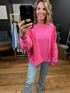 High Energy Striped Crewneck Sweatshirt - Pink-Bibi-Anna Kaytes Boutique, Women's Fashion Boutique in Grinnell, Iowa