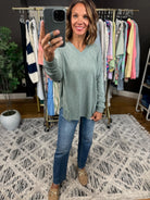 A Big Day V-Neck Top-Long Sleeves-Wasabi & Mint-Anna Kaytes Boutique, Women's Fashion Boutique in Grinnell, Iowa