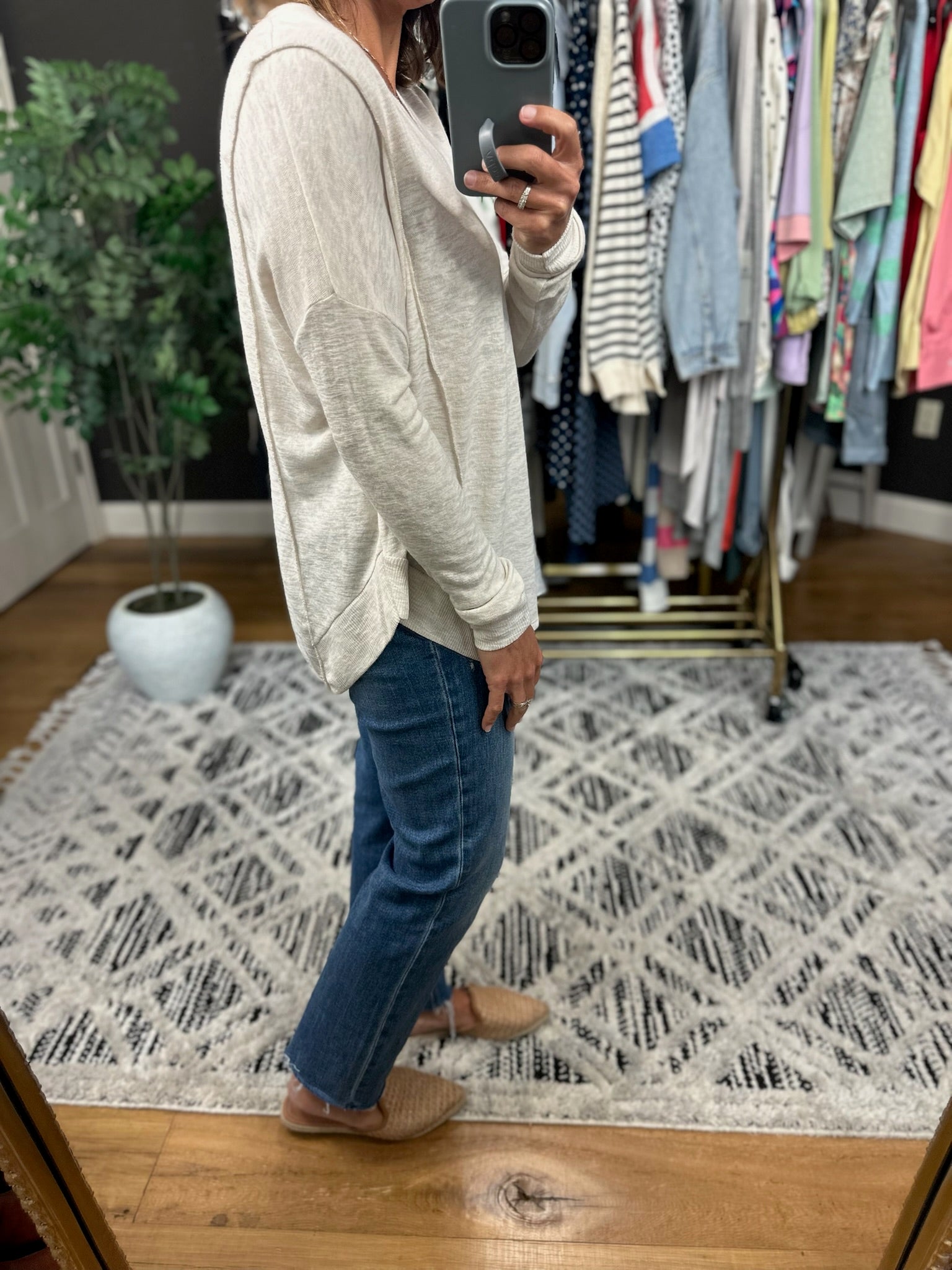 A Big Day V-Neck Top-Long Sleeves-Wasabi & Mint-Anna Kaytes Boutique, Women's Fashion Boutique in Grinnell, Iowa