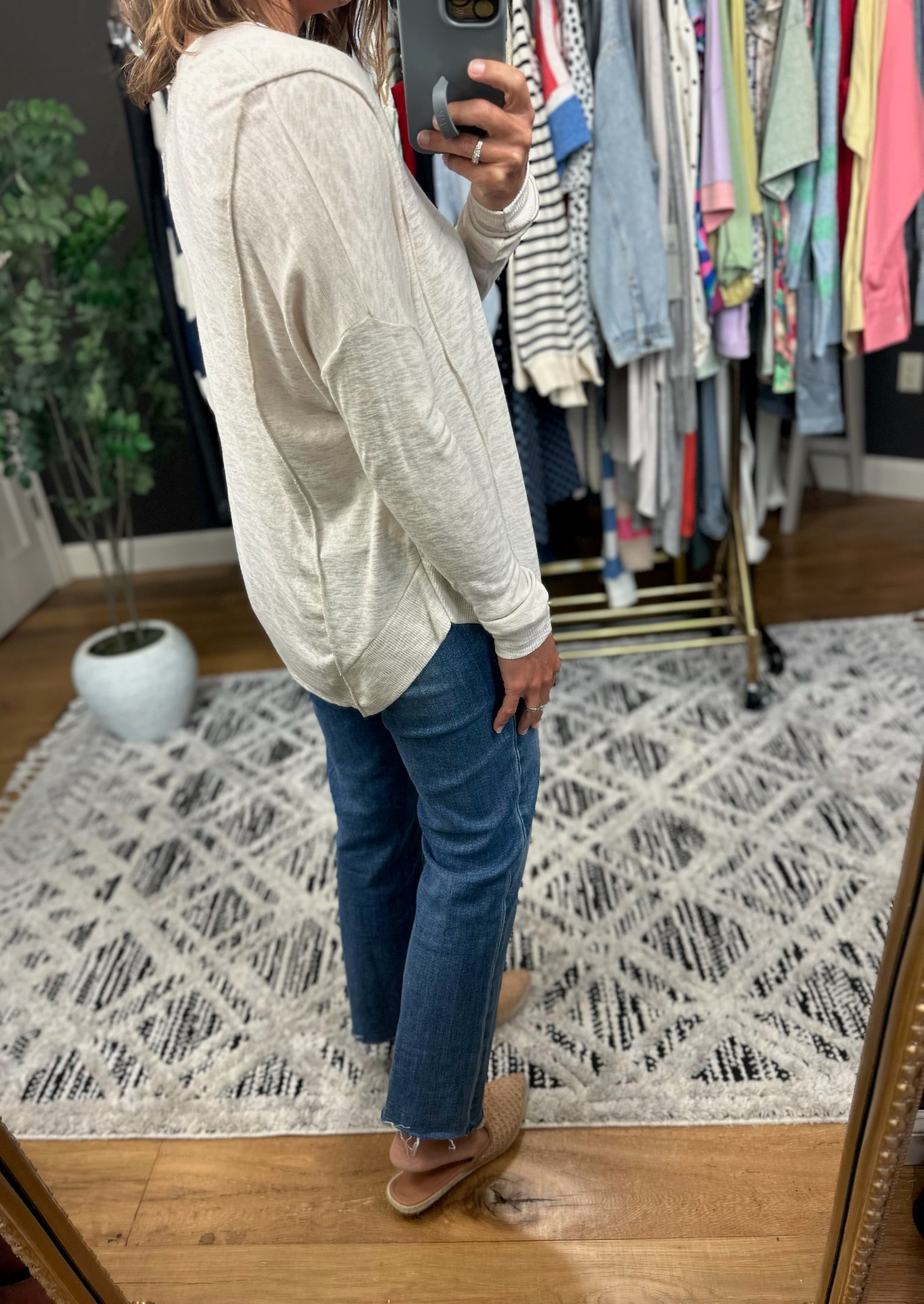 A Big Day V-Neck Top-Long Sleeves-Wasabi & Mint-Anna Kaytes Boutique, Women's Fashion Boutique in Grinnell, Iowa