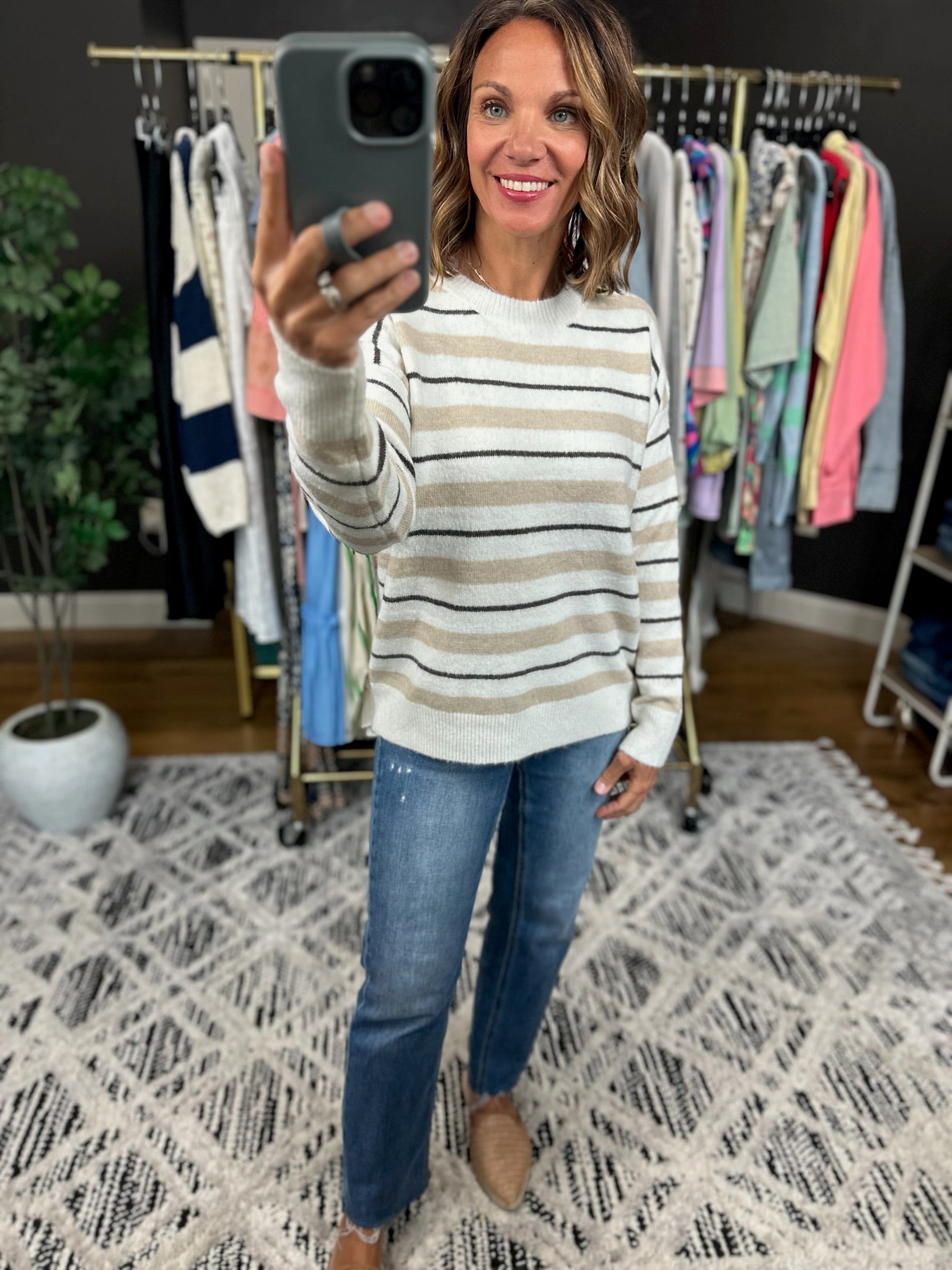 Believe In You Striped Knit Sweater-Sweaters-Staccato-Anna Kaytes Boutique, Women's Fashion Boutique in Grinnell, Iowa
