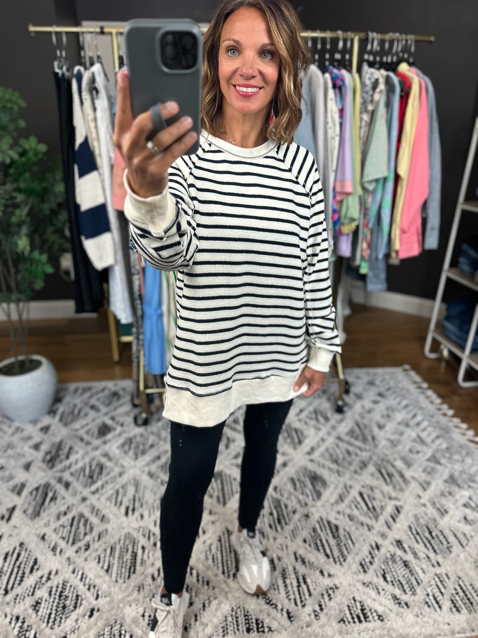 On My Mind Striped Crew-Sweaters-Wishlist-Anna Kaytes Boutique, Women's Fashion Boutique in Grinnell, Iowa