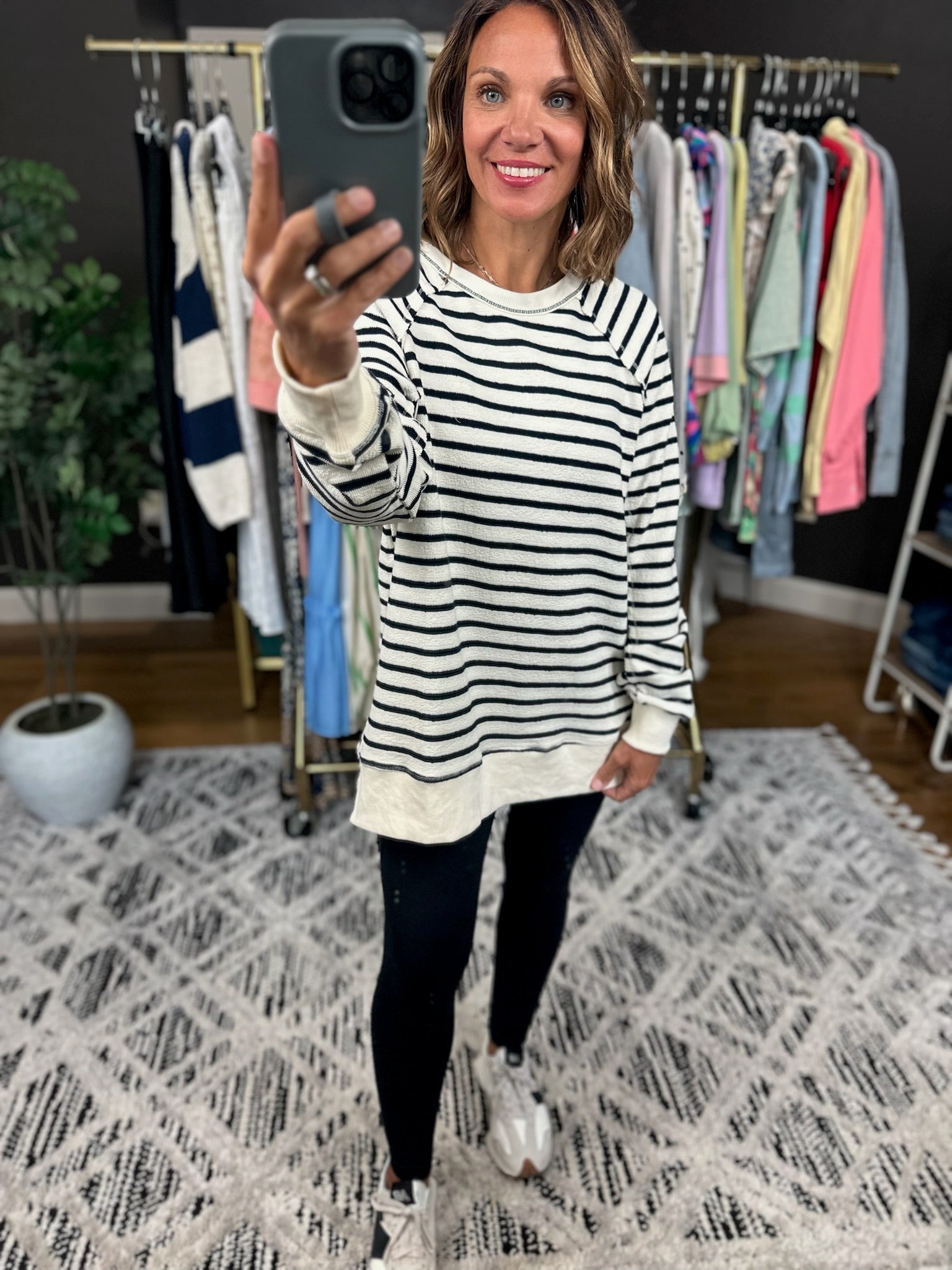 On My Mind Striped Crew-Sweaters-Wishlist-Anna Kaytes Boutique, Women's Fashion Boutique in Grinnell, Iowa