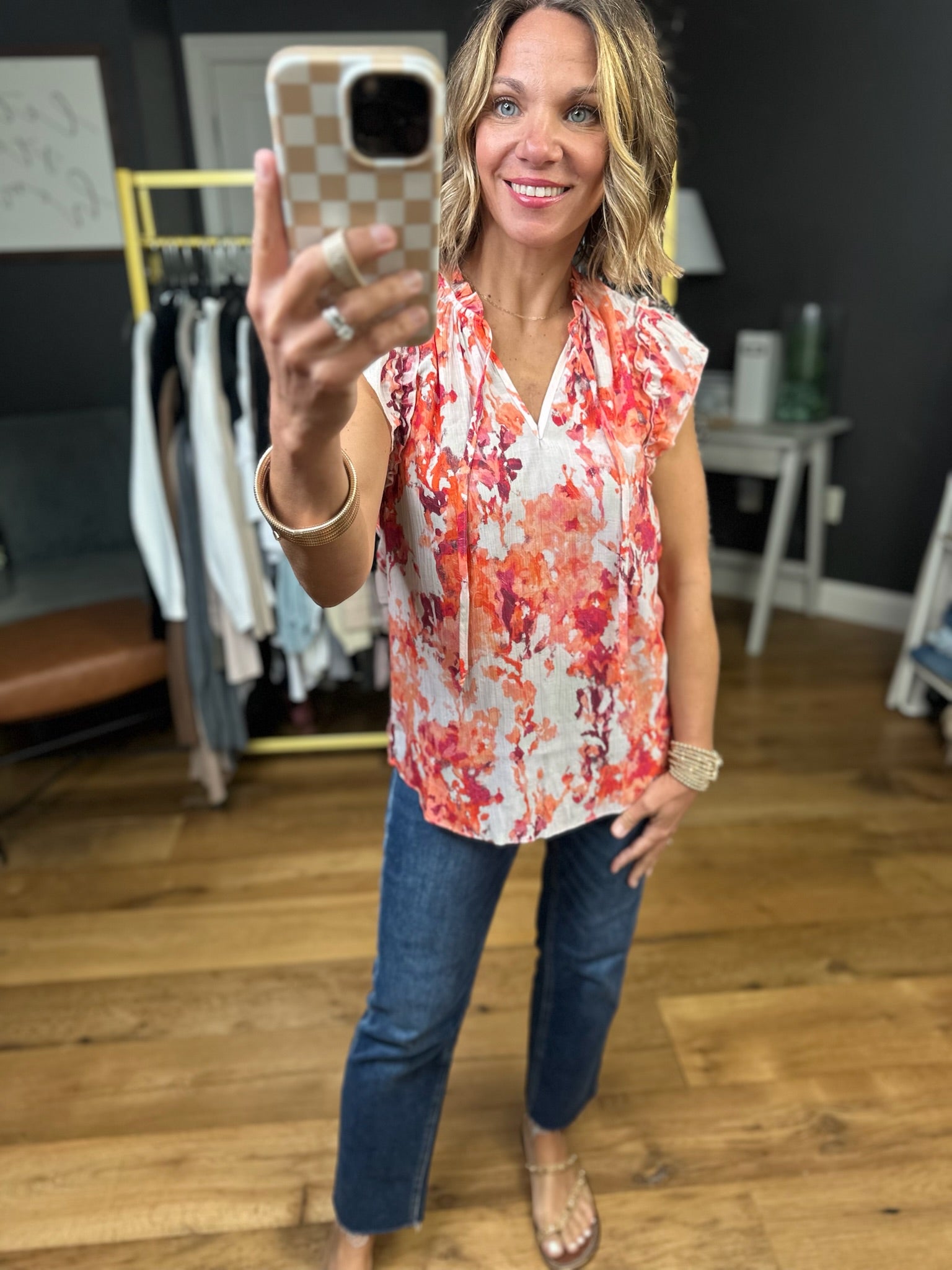 Making Plans Patterned Top - Red-Staccato-Anna Kaytes Boutique, Women's Fashion Boutique in Grinnell, Iowa