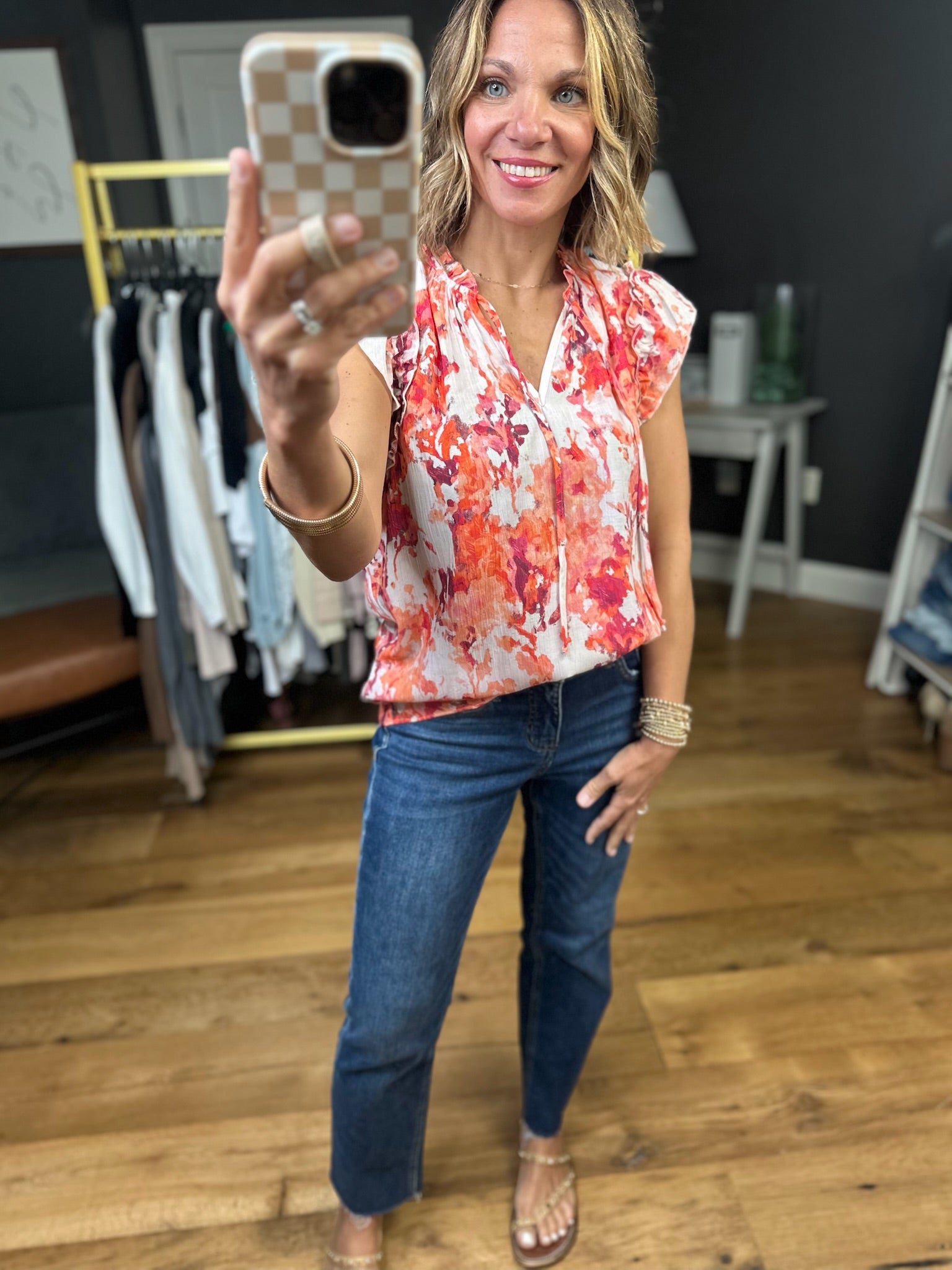 Making Plans Patterned Top - Red-Staccato-Anna Kaytes Boutique, Women's Fashion Boutique in Grinnell, Iowa