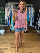 Summer Darling Peplum Button-Down-Sleeveless-Entro-Anna Kaytes Boutique, Women's Fashion Boutique in Grinnell, Iowa