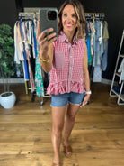 Summer Darling Peplum Button-Down-Sleeveless-Entro-Anna Kaytes Boutique, Women's Fashion Boutique in Grinnell, Iowa