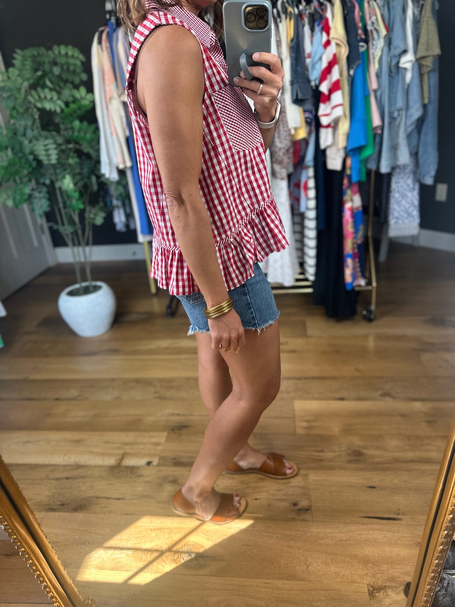 Summer Darling Peplum Button-Down-Sleeveless-Entro-Anna Kaytes Boutique, Women's Fashion Boutique in Grinnell, Iowa