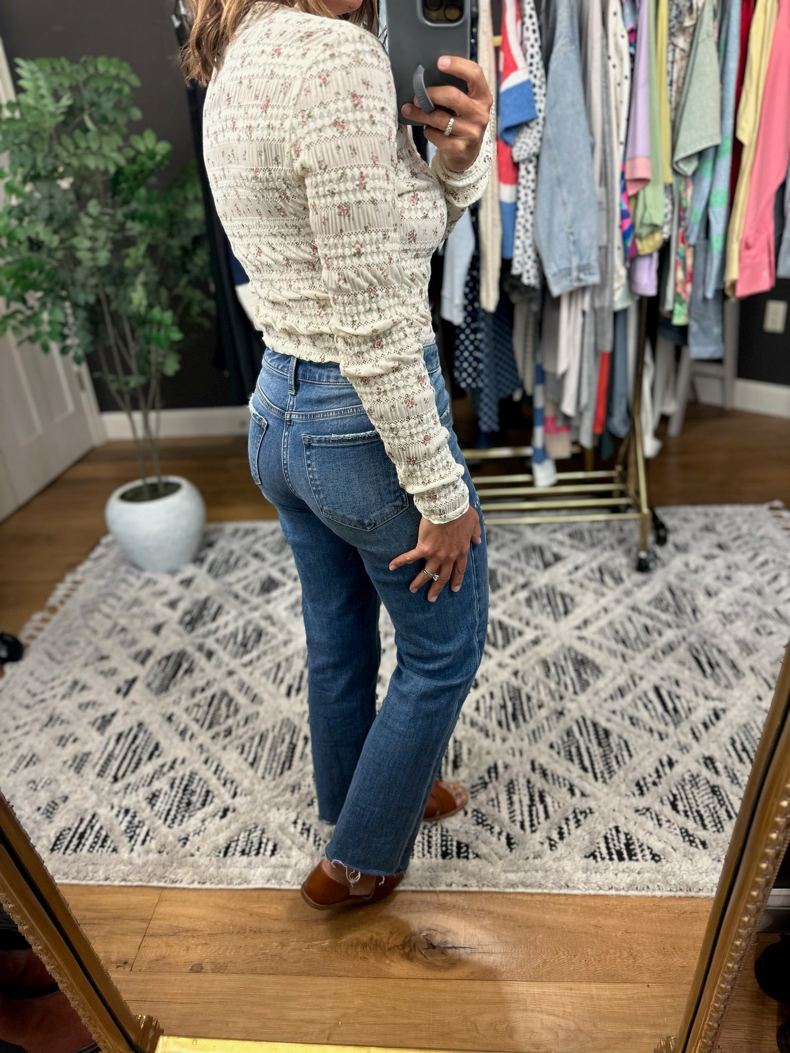 Across From You Floral Top-Long Sleeves-Dave & Dani-Anna Kaytes Boutique, Women's Fashion Boutique in Grinnell, Iowa