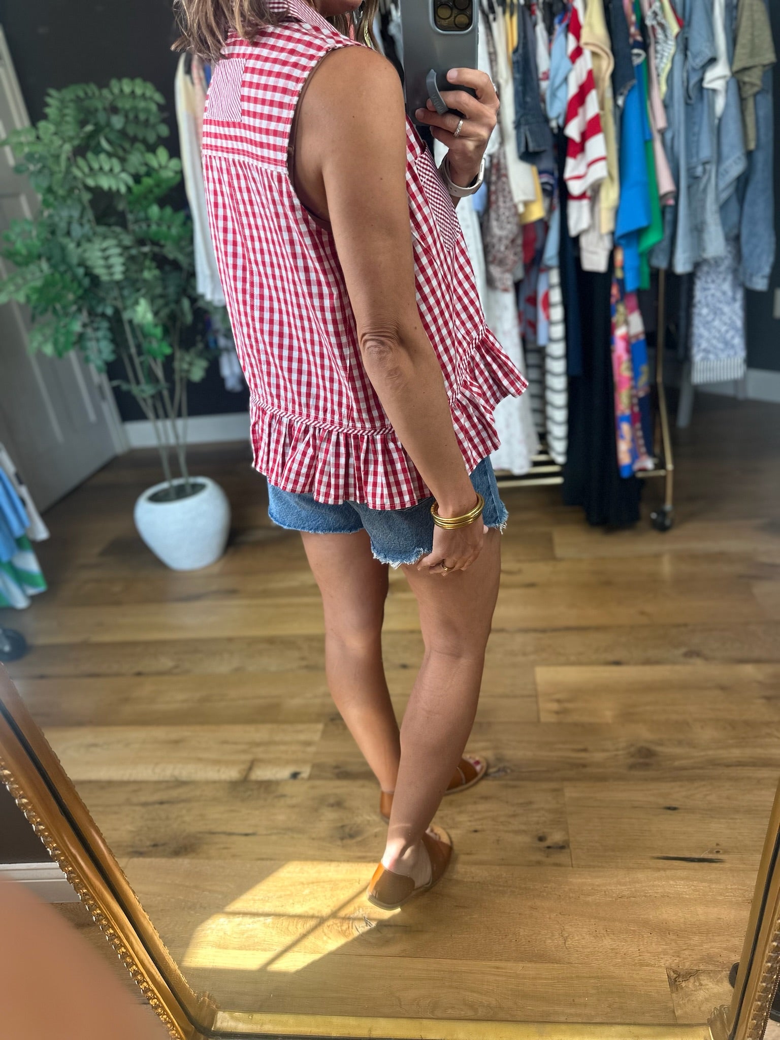 Summer Darling Peplum Button-Down-Sleeveless-Entro-Anna Kaytes Boutique, Women's Fashion Boutique in Grinnell, Iowa