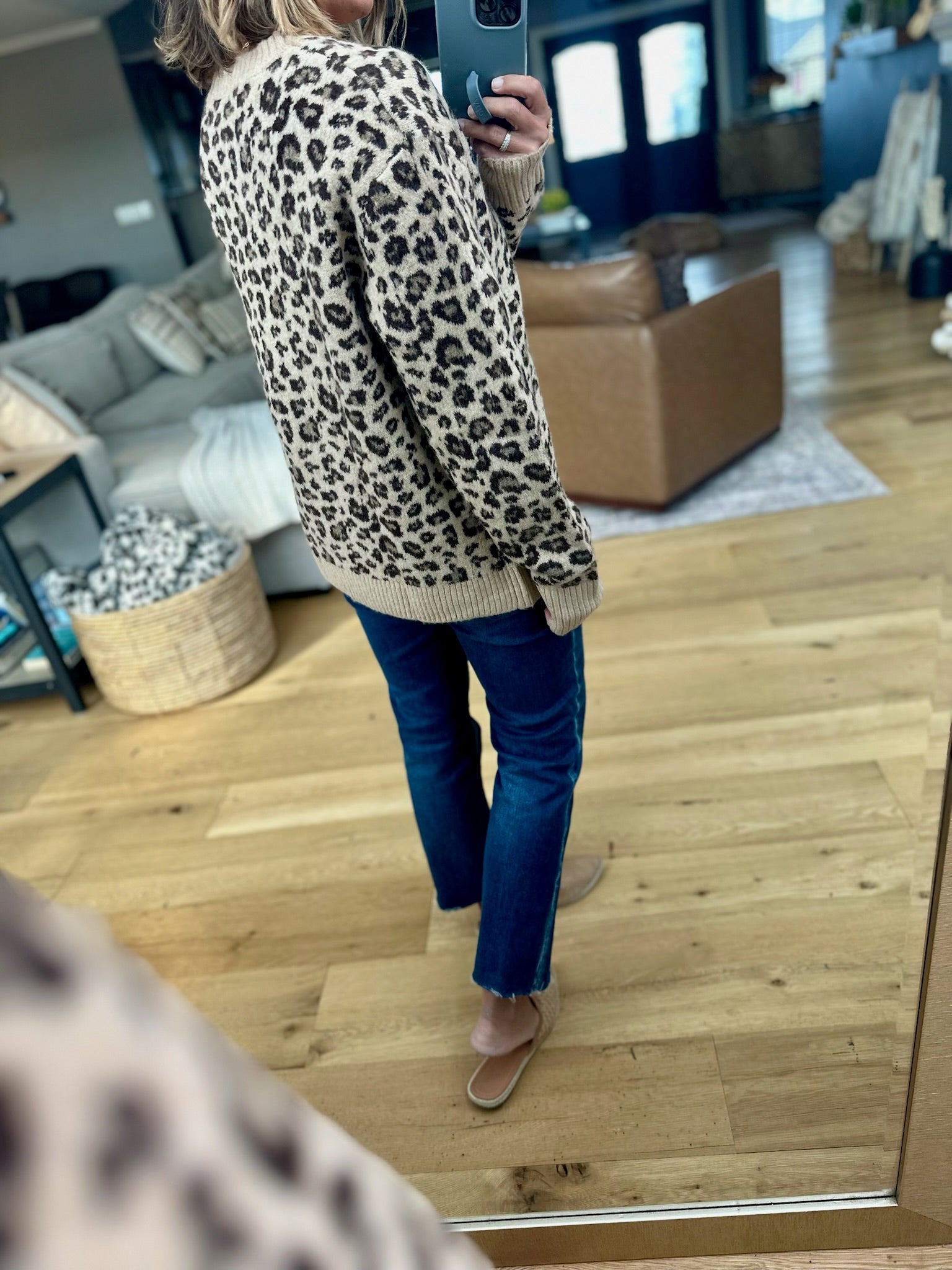 On The Way Animal Print Crew Sweater-sweaters-Wishlist-Anna Kaytes Boutique, Women's Fashion Boutique in Grinnell, Iowa