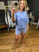 See It Clear Washed Pocket Tee + Short Set - Blue-Very J-Anna Kaytes Boutique, Women's Fashion Boutique in Grinnell, Iowa