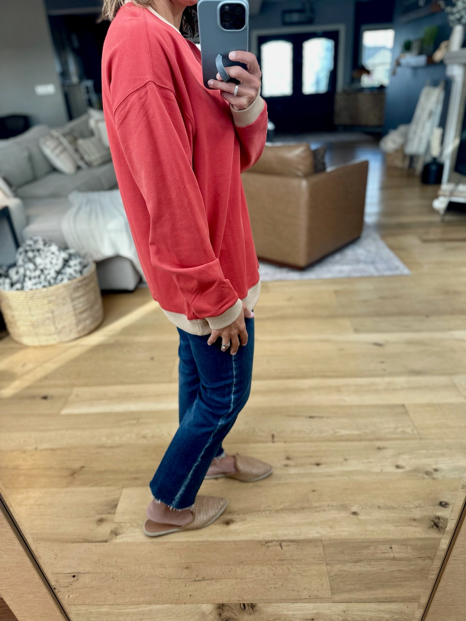 Somewhere We Know Two-Toned Crew-Wishlist-Anna Kaytes Boutique, Women's Fashion Boutique in Grinnell, Iowa